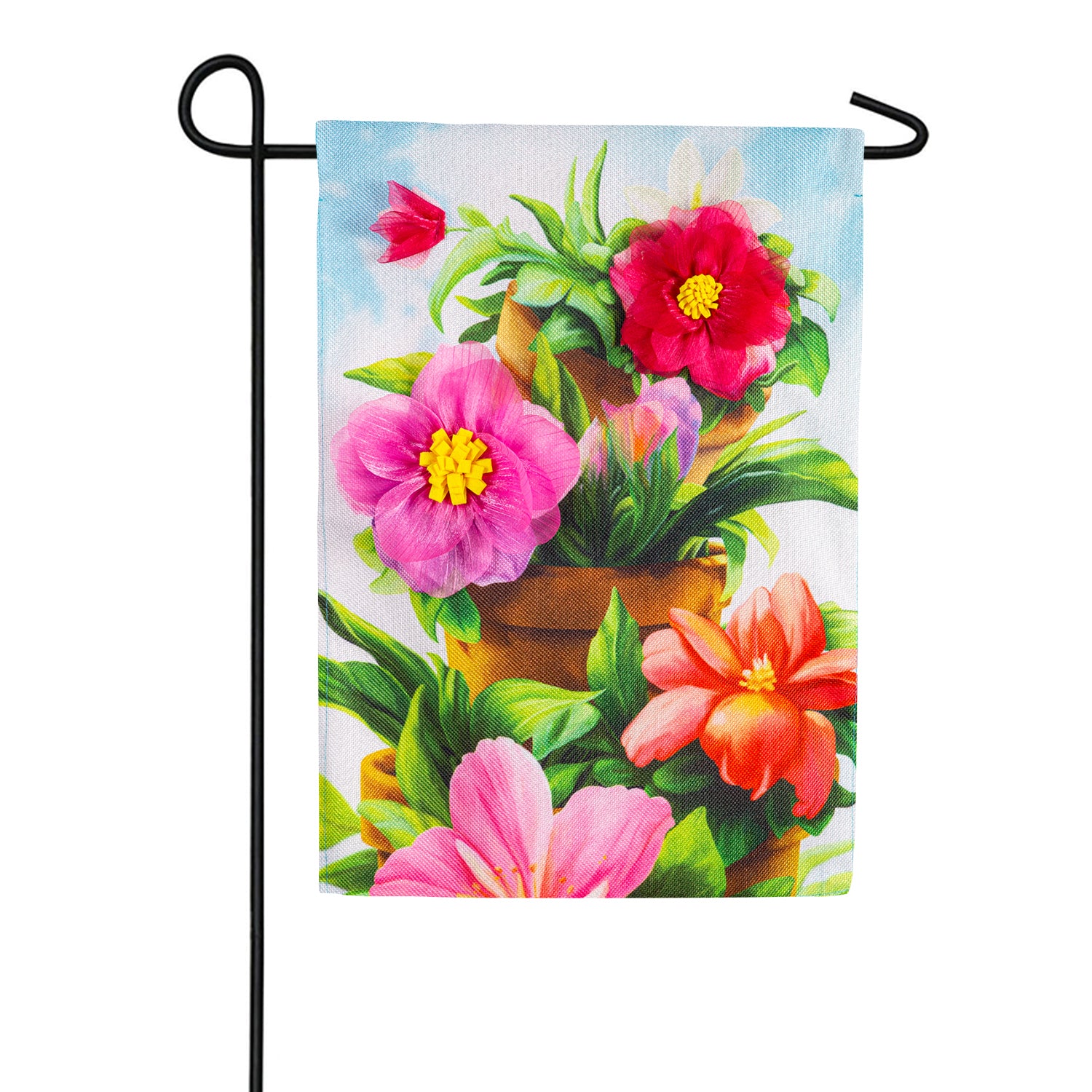 Beautiful Florals Burlap Garden Flag