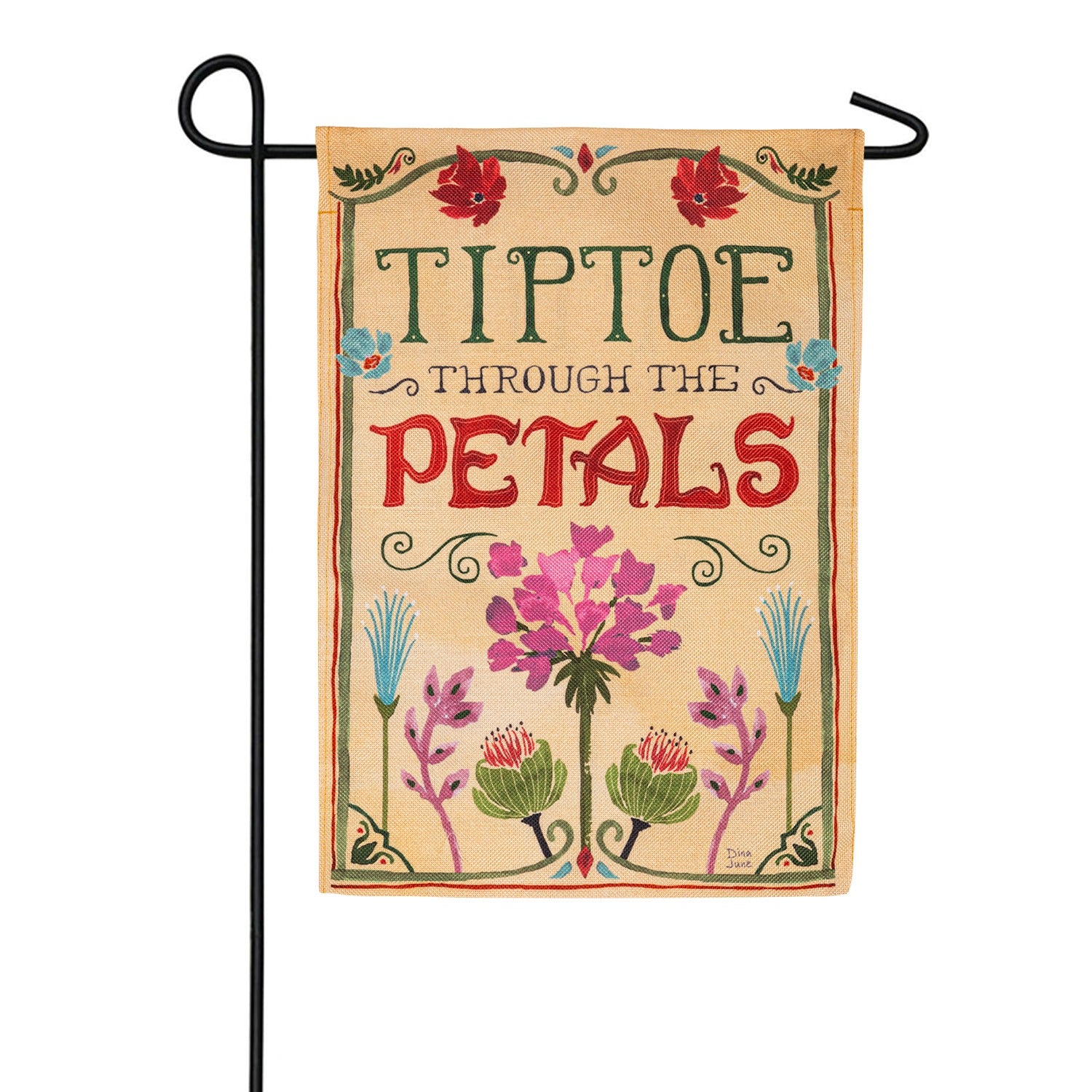 Tiptoe Through the Petals Burlap Garden Flag