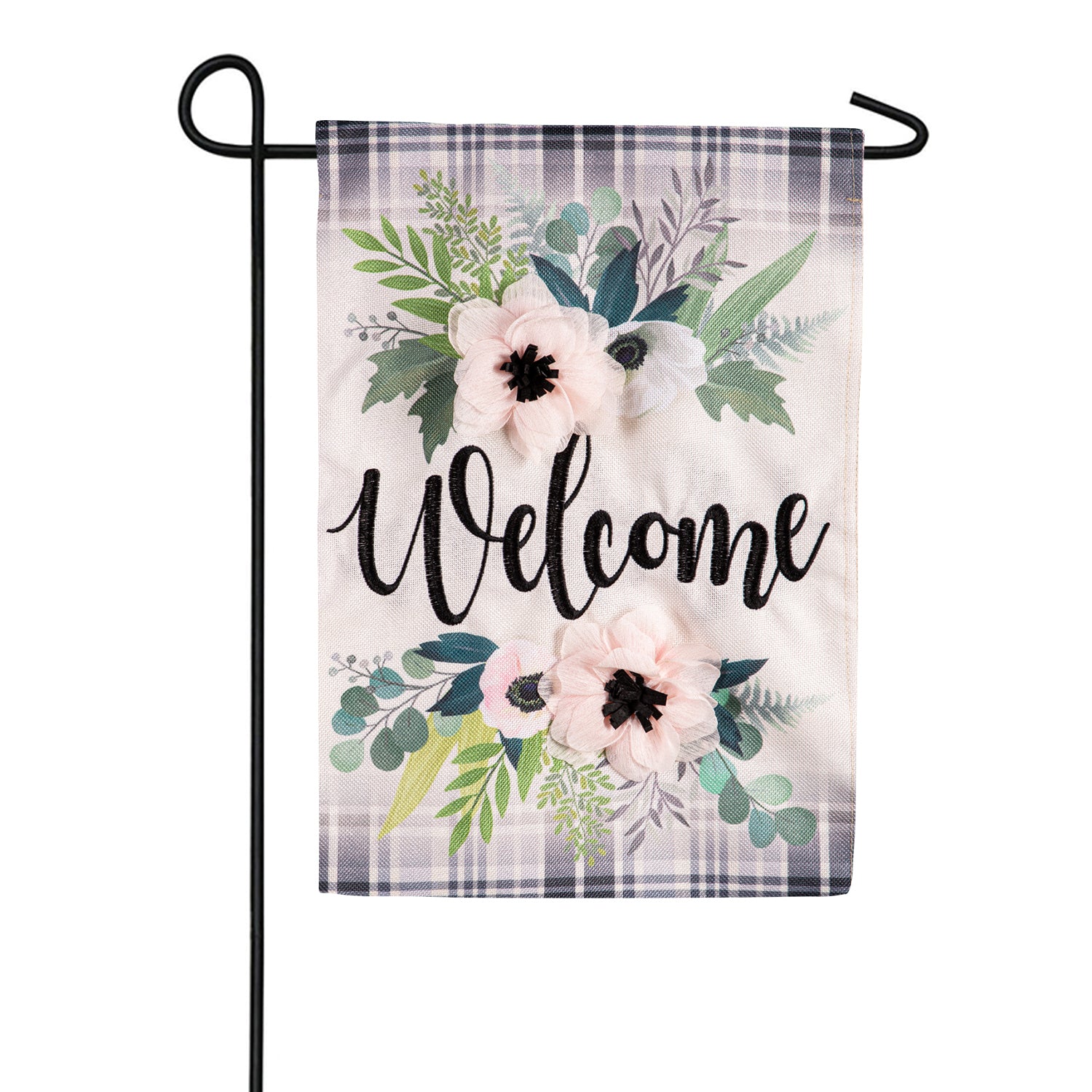 Beautiful Floral Burlap Garden Flag