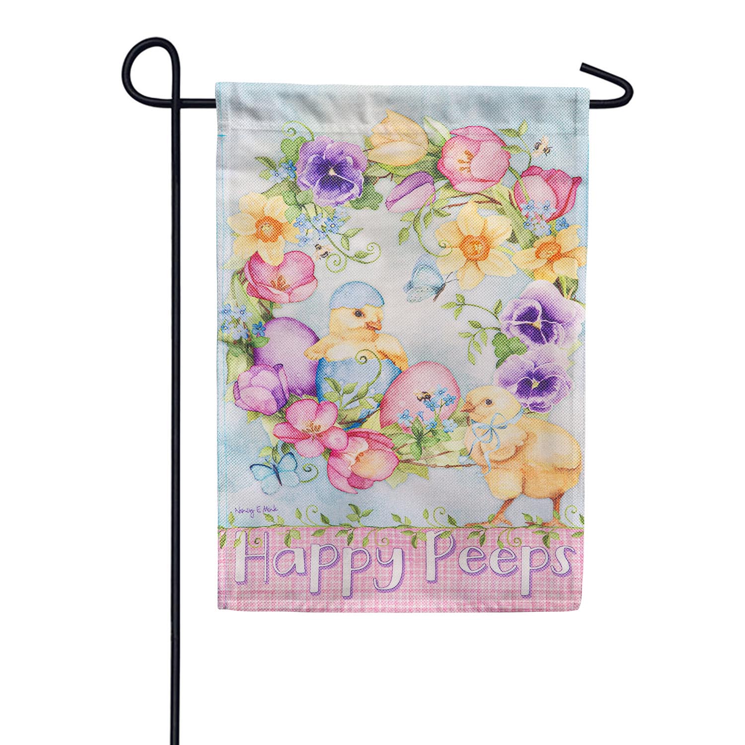 Spring Has Hatched Burlap Garden Flag