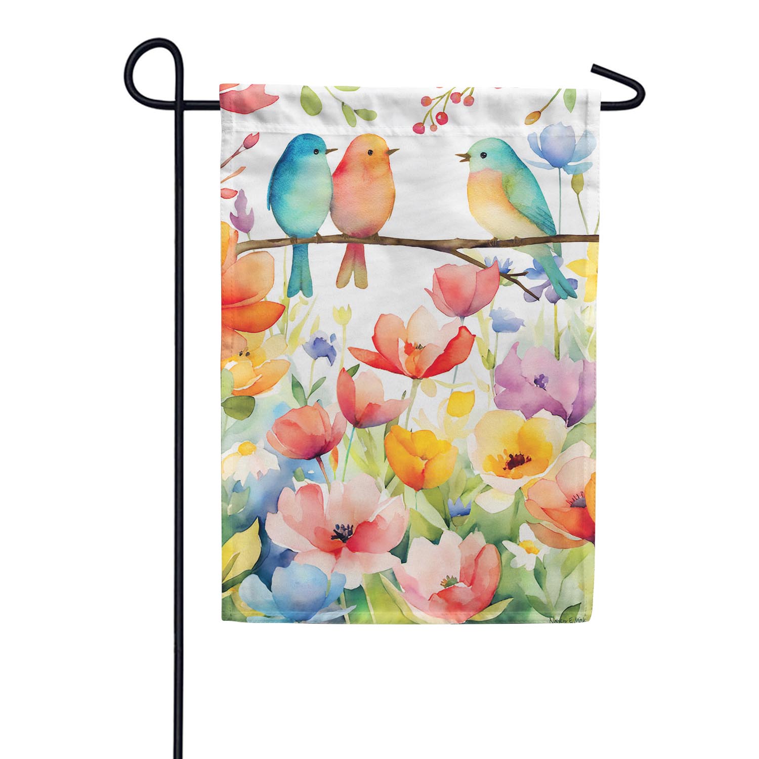 Bird Talk Burlap Garden Flag