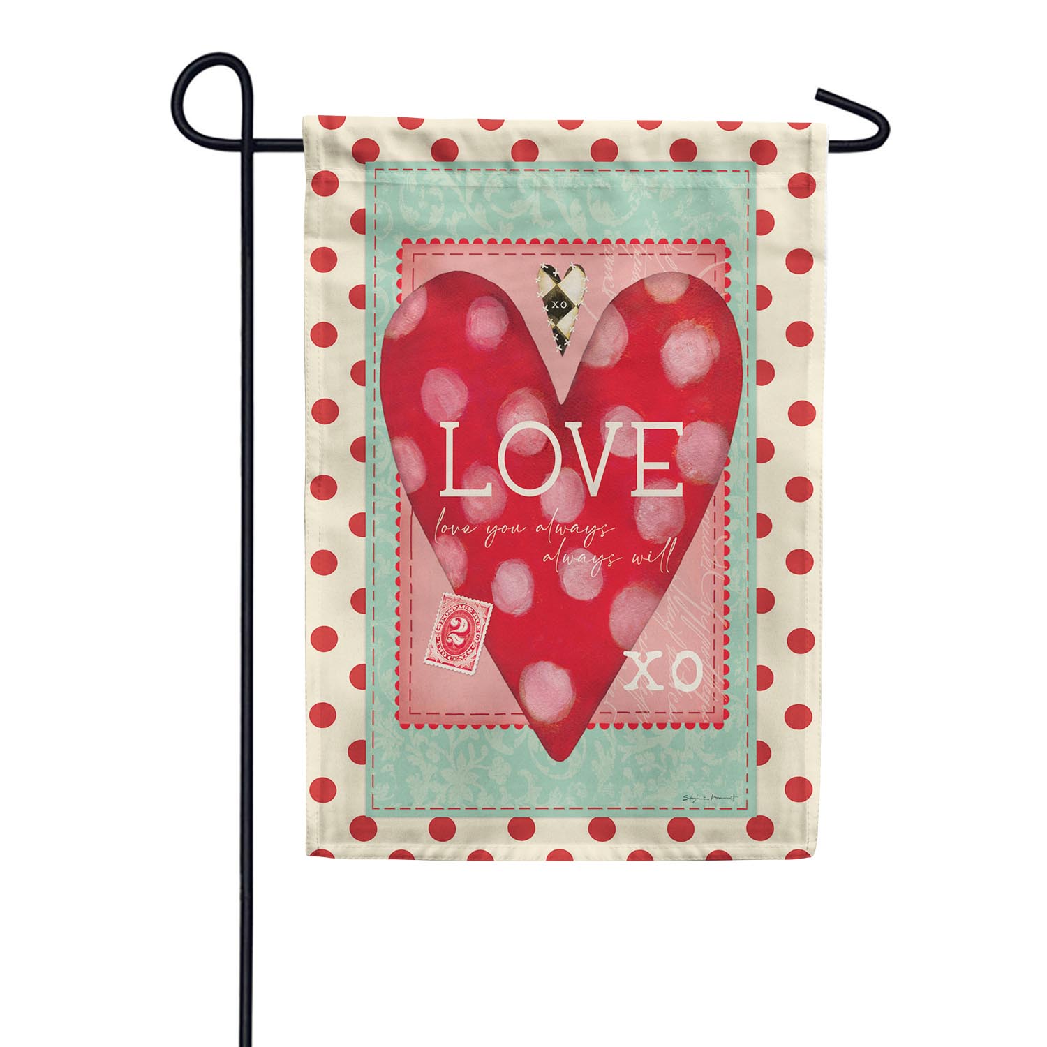 Evergreen Vintage Valentine Burlap Garden Flag