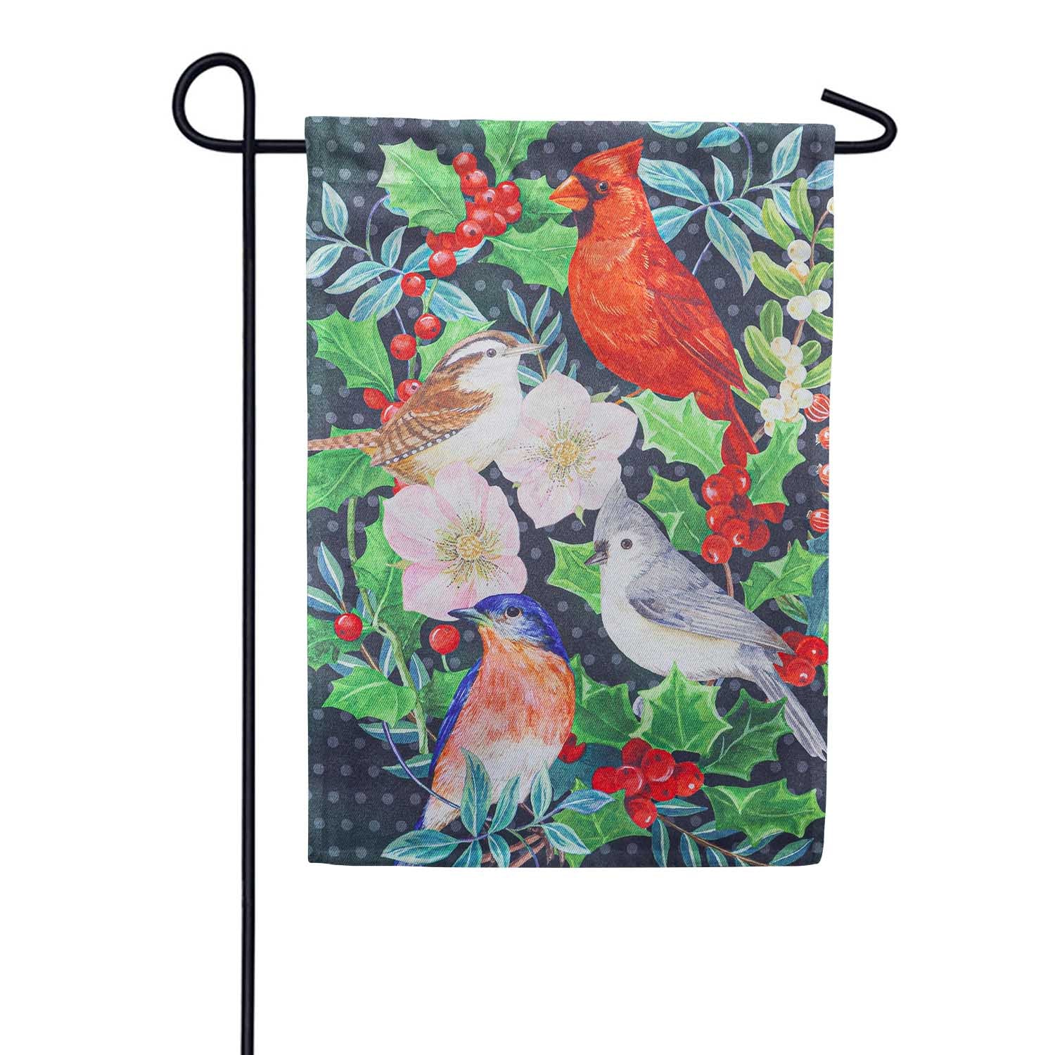 Winter Bird Friends Lustre Garden Flag