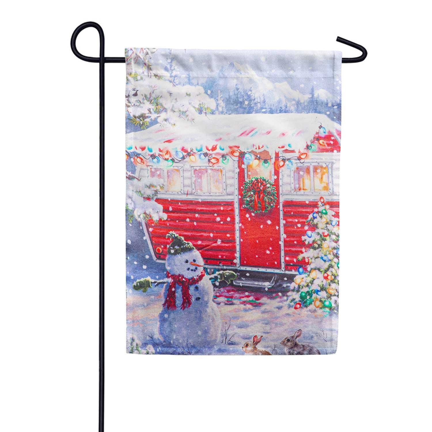 Christmas Camper Lustre Garden Flag