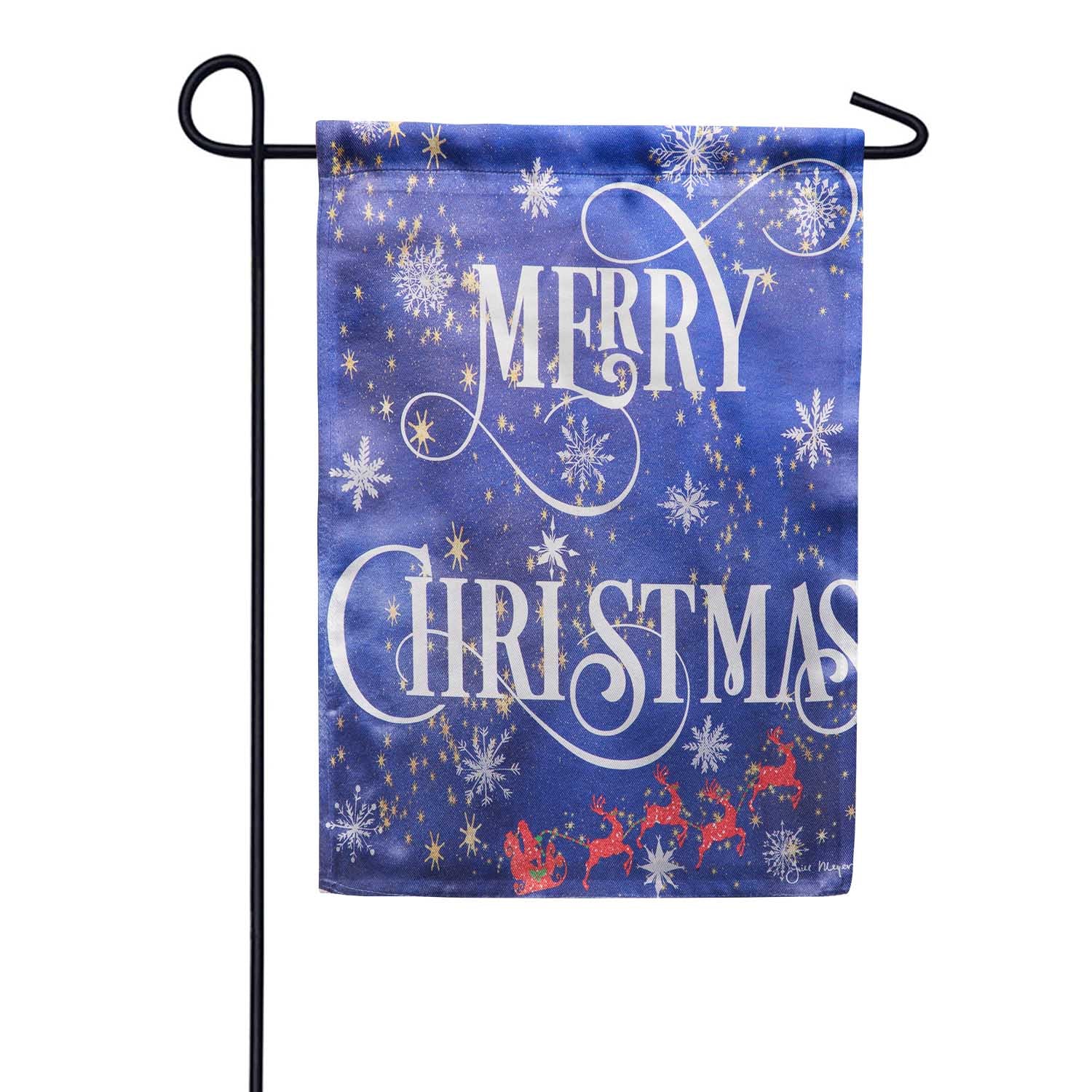 Merry Christmas Snowflake Lustre Garden Flag