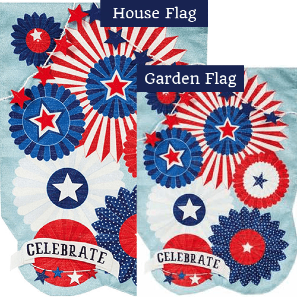 Stars And Stripes Celebration Linen Double Sided Flags Set (2 Pieces)