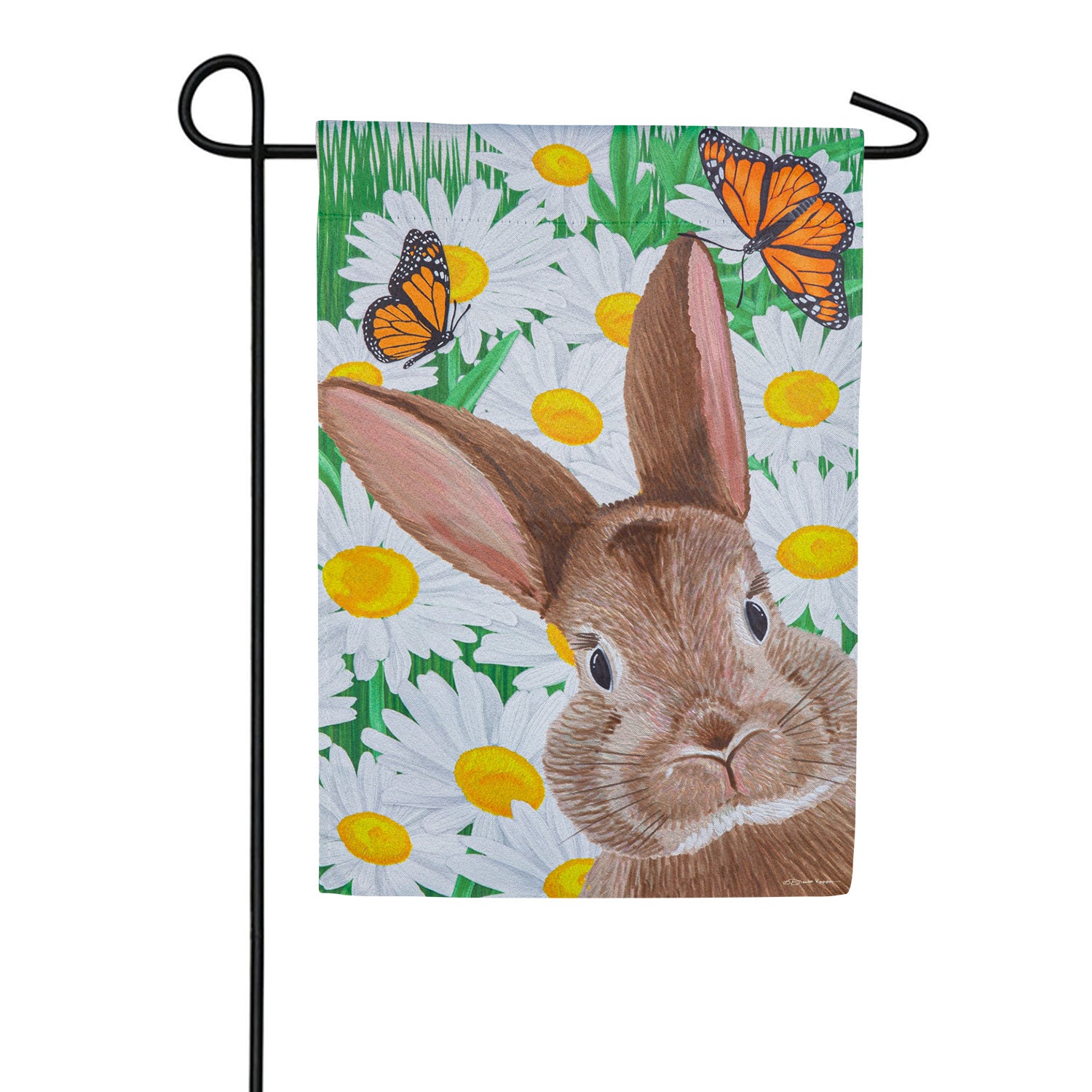 Evergreen Hello Bunny Garden Flag