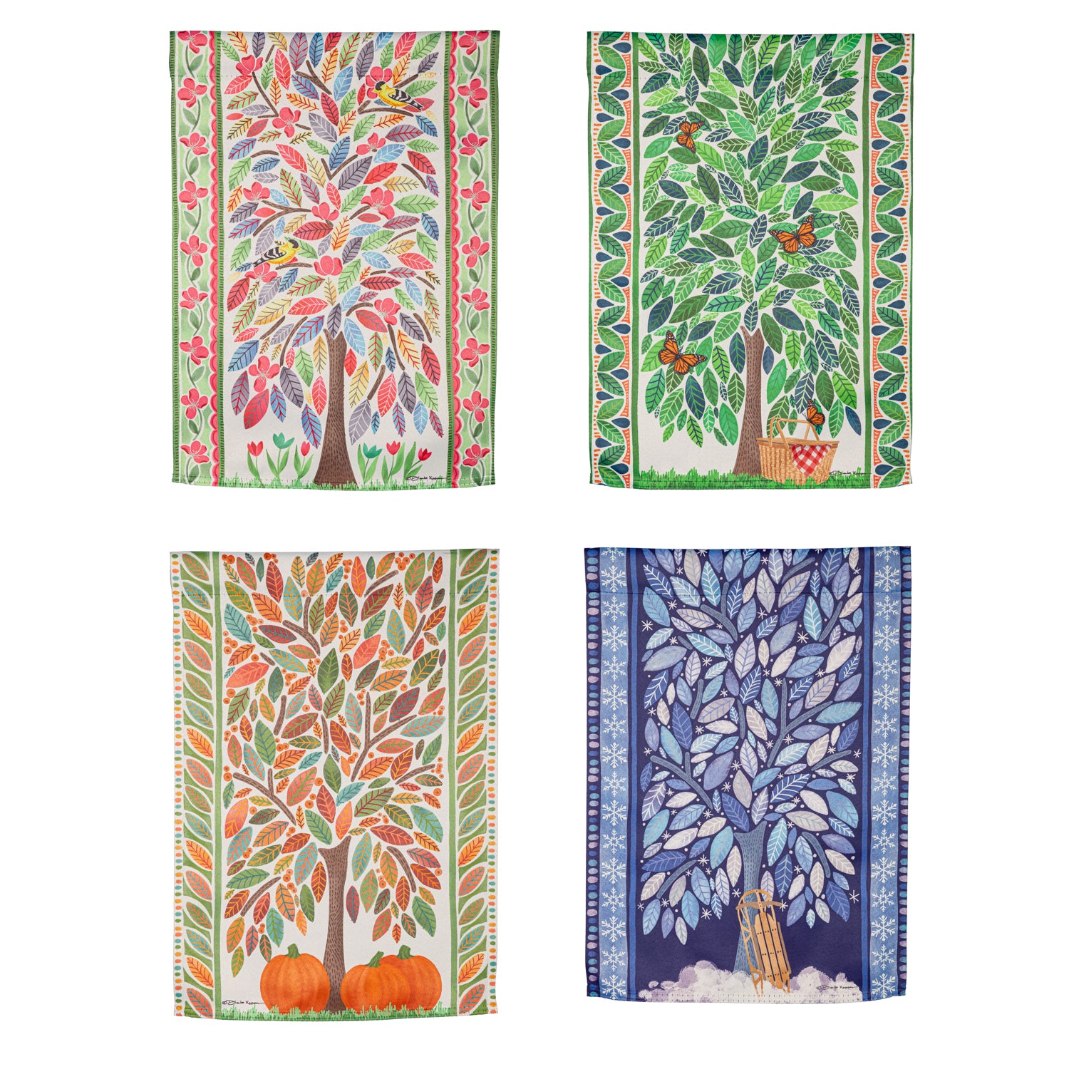 4 Season Trees Suede Double Sided Garden Flag (4 pk)