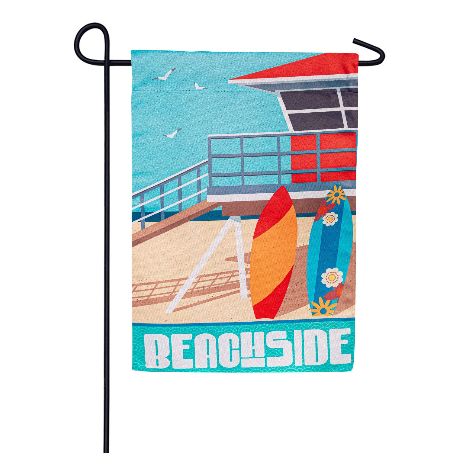 Retro Beach Suede Double Sided Garden Flag