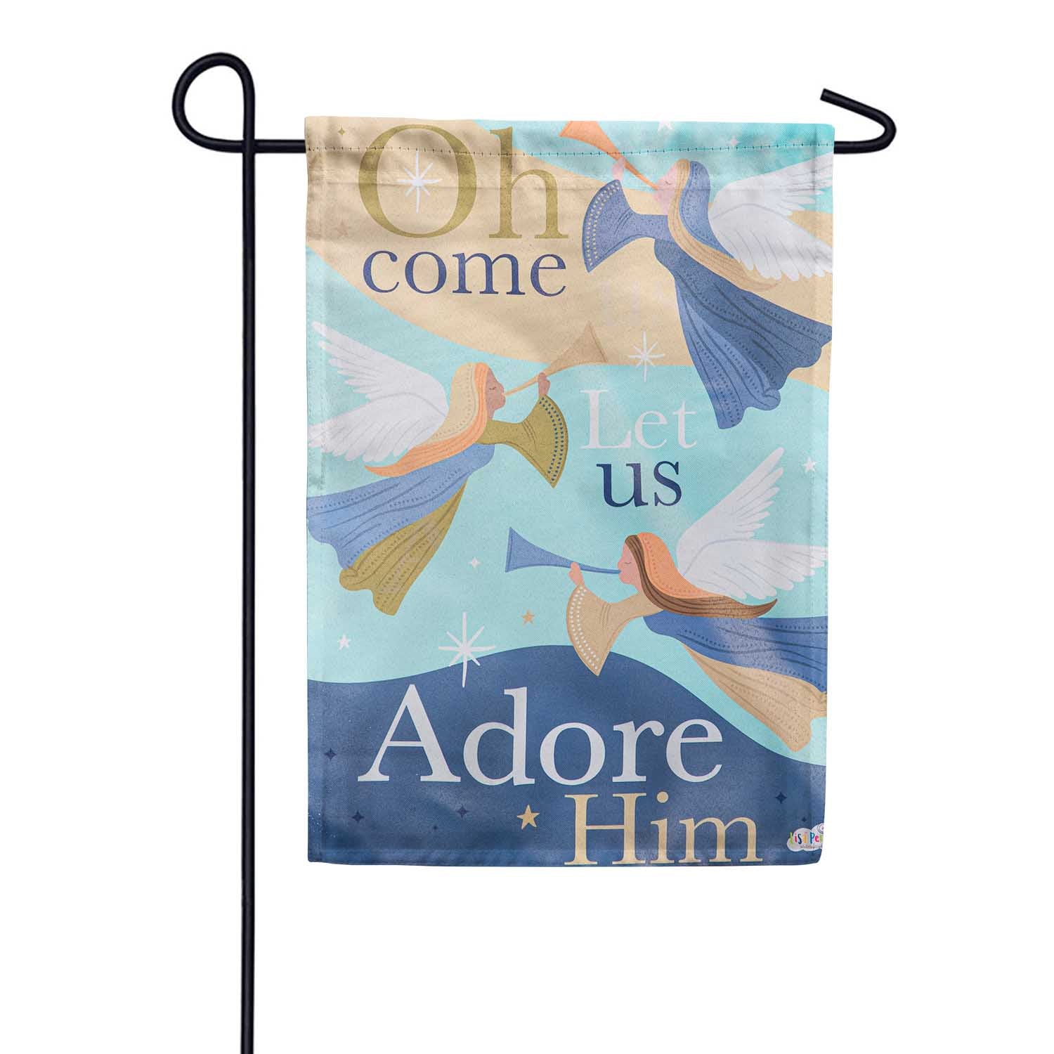 Oh Come Let Us Adore Him Double Sided Garden Flag