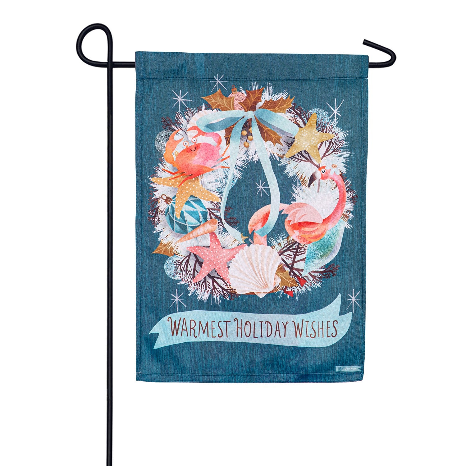 Coastal Christmas Wreath Double Sided Garden Flag