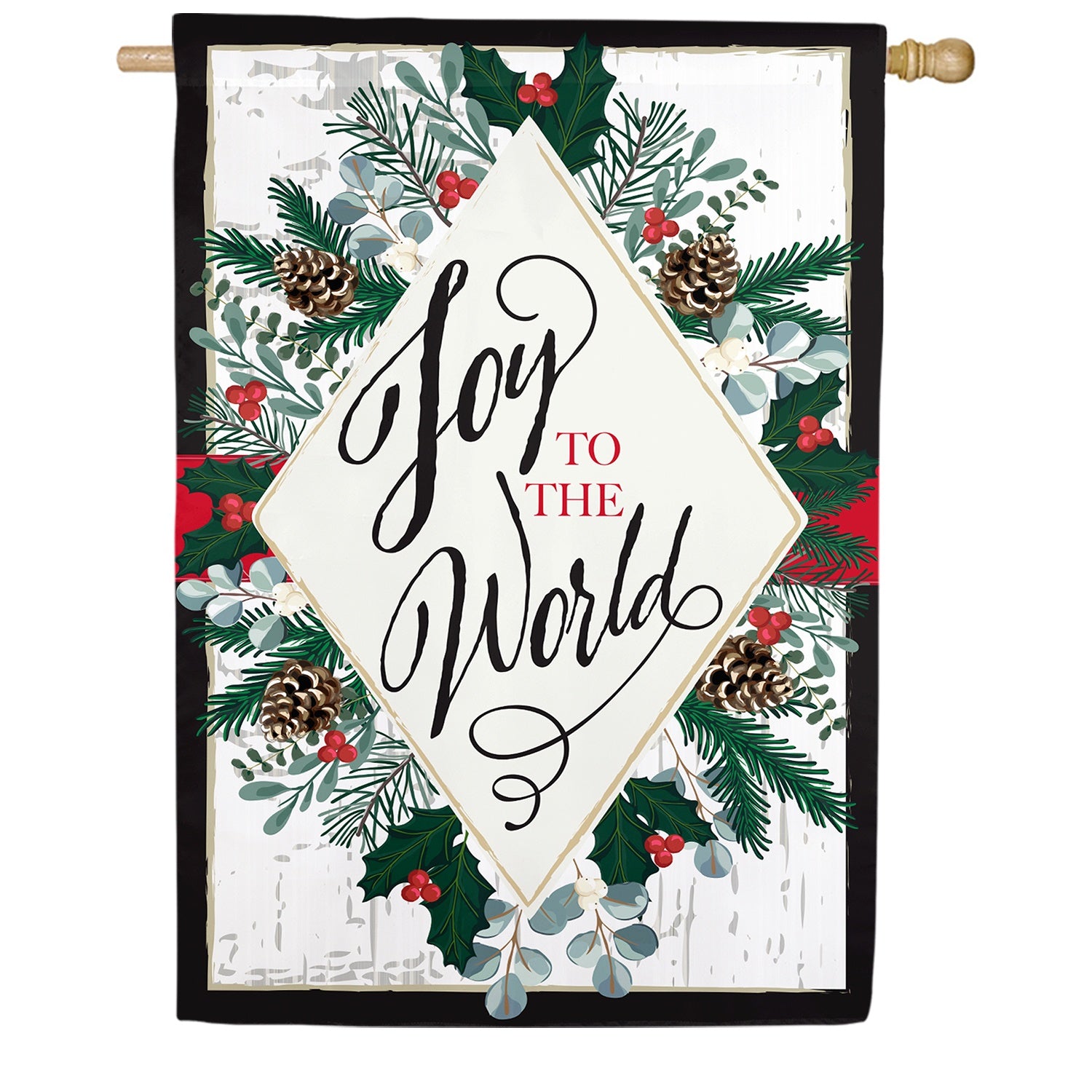 Evergreen Joy to the World Appliqued House Flag