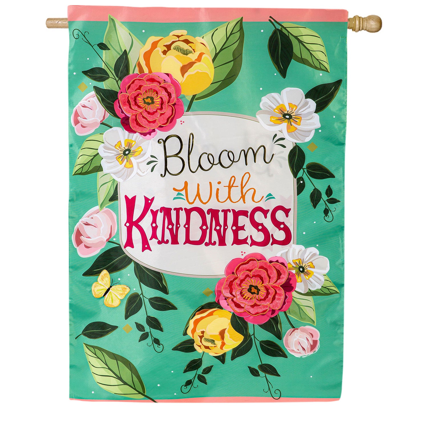 Bloom with Kindness Double Sided Applique House Flag