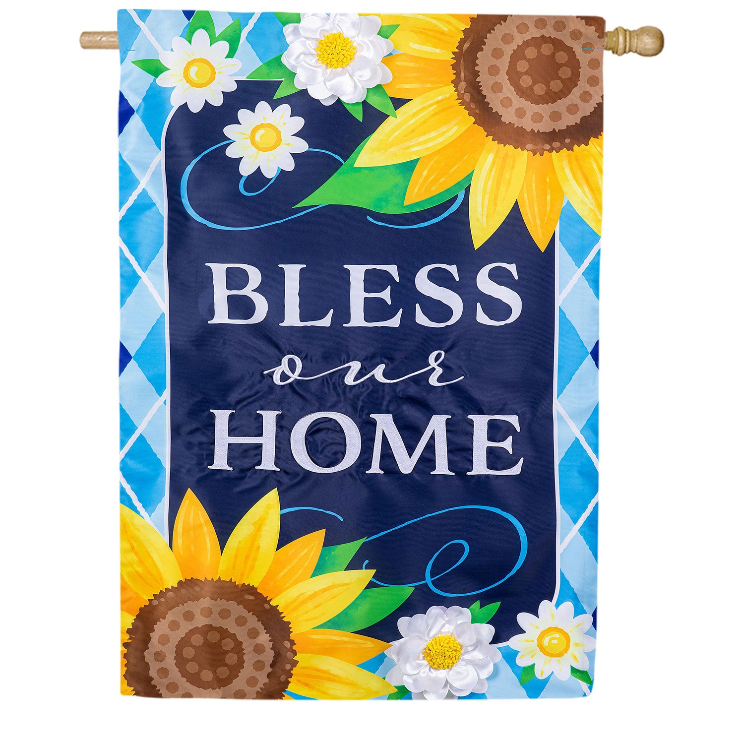 Bless Our Home Sunflowers Double Sided Applique House Flag