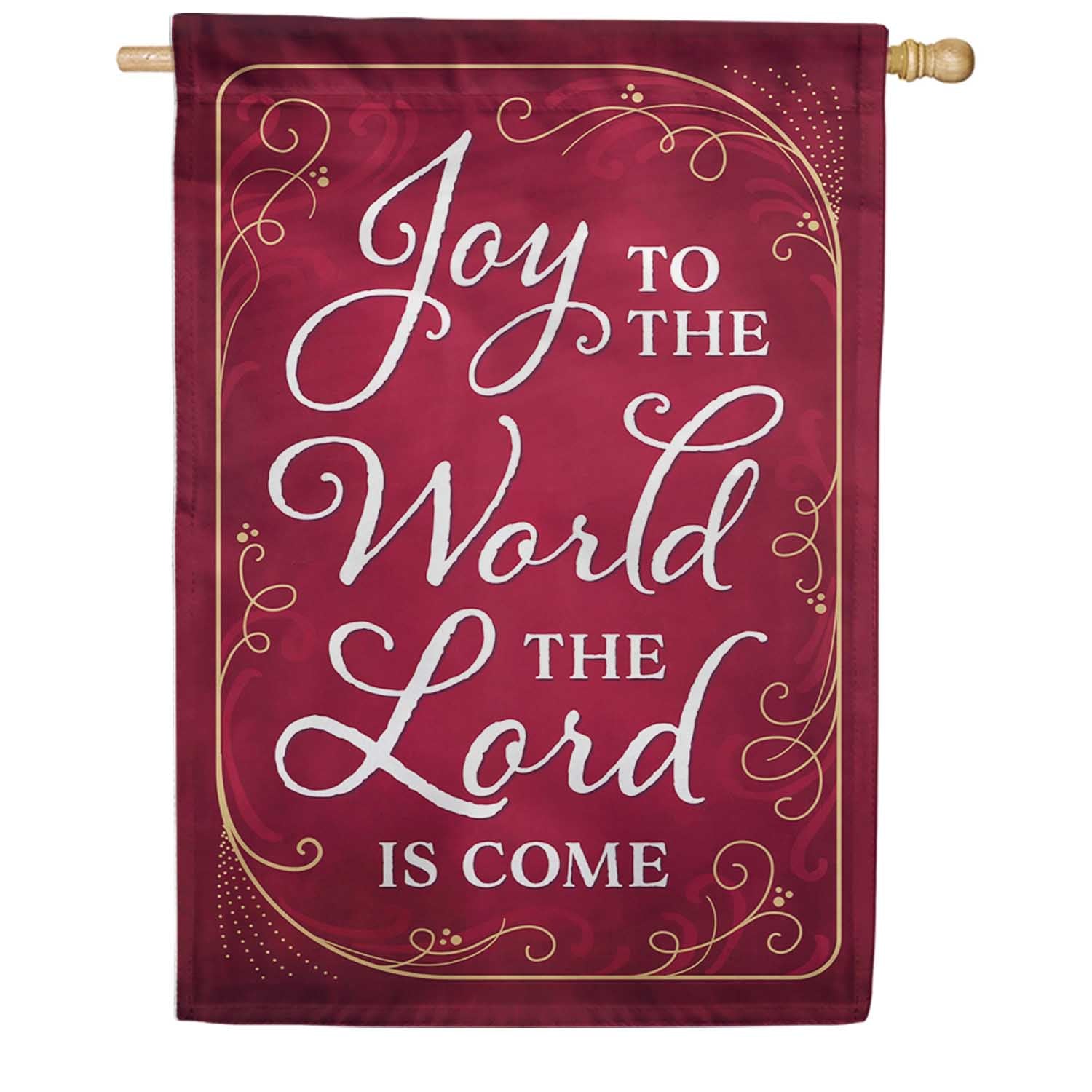 Joy to the World The Lord is Come Appliqued House Flag