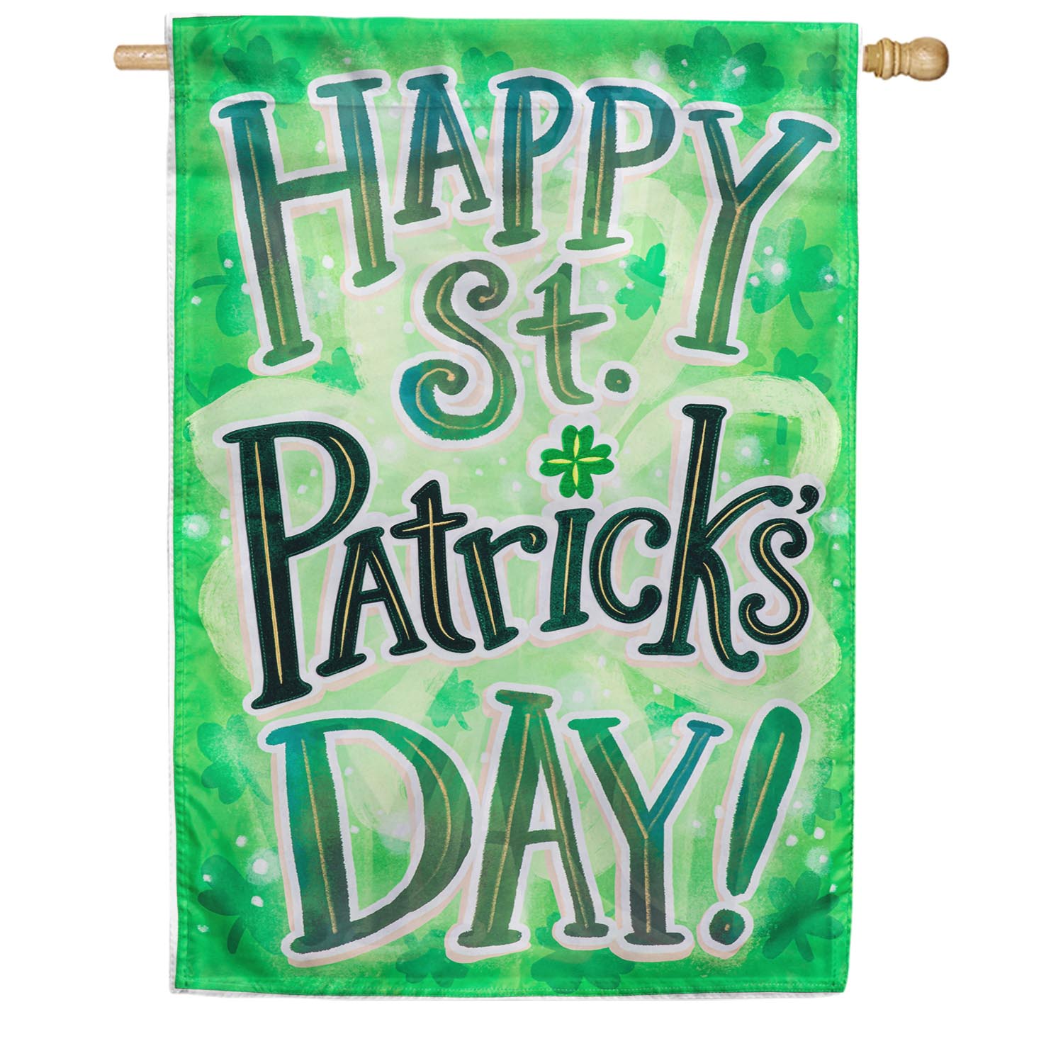 Evergreen Happy St. Patrick's Day Appliqued House Flag