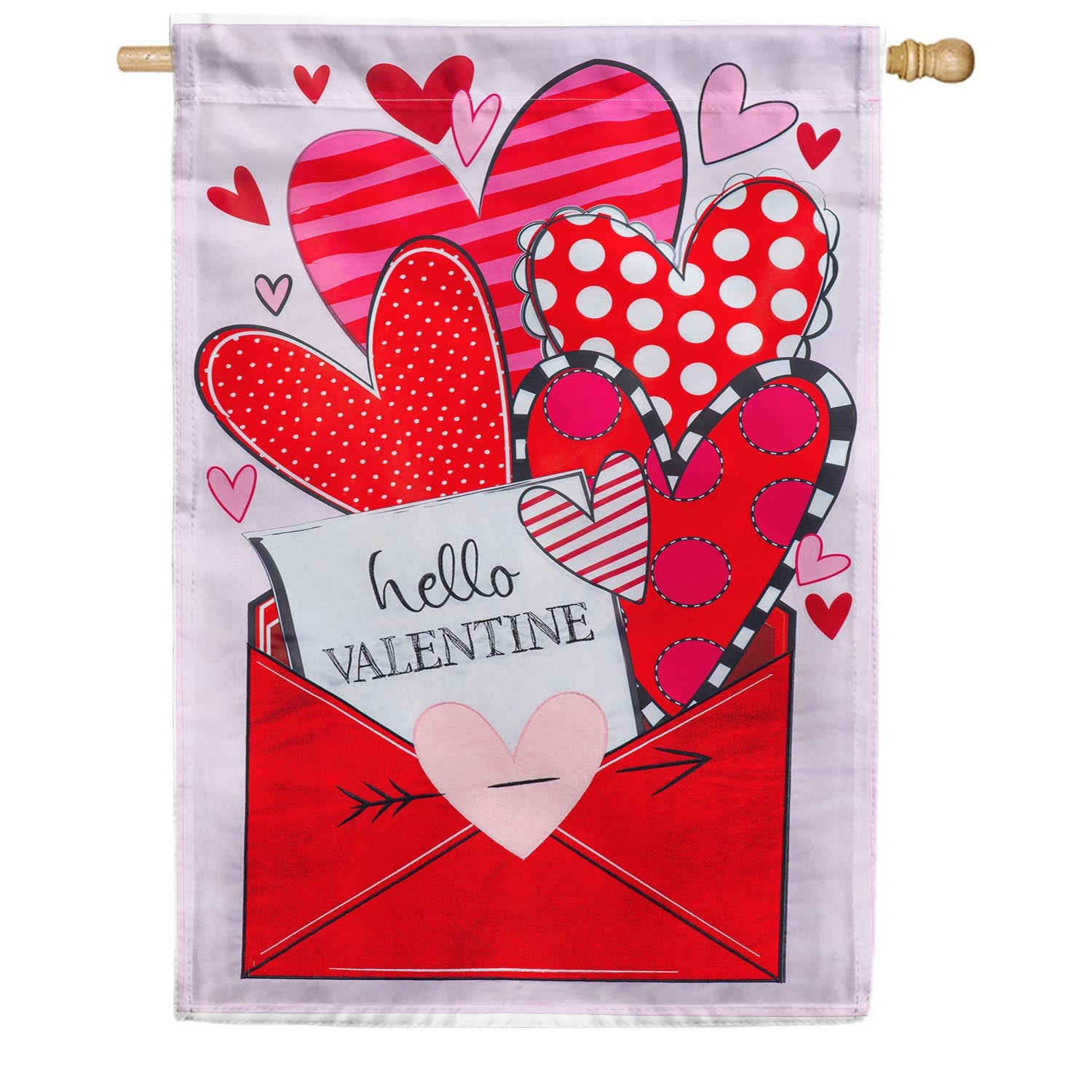 Sending Love Valentine's Day Appliqued House Flag