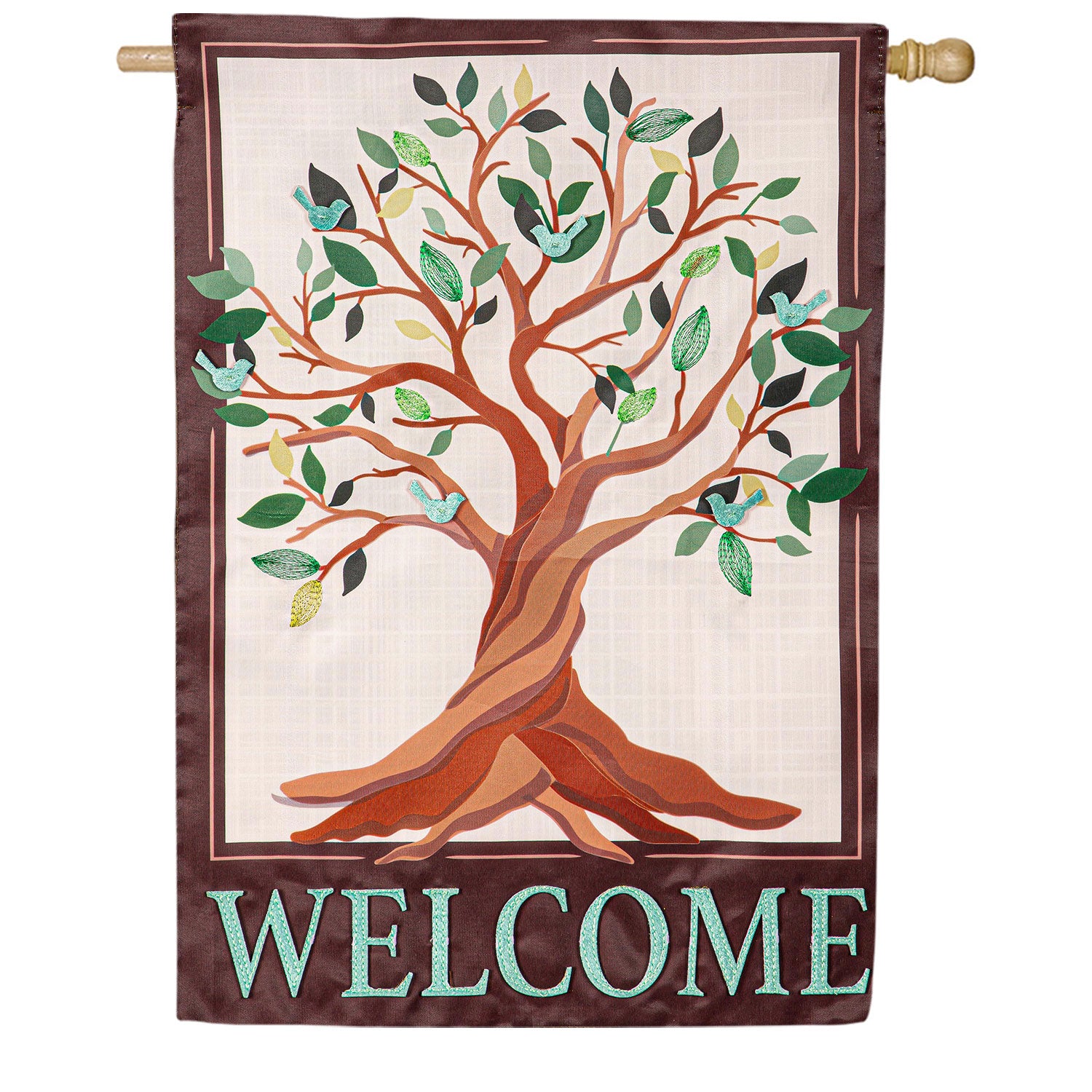 Tree of Life Welcome Double Sided Applique House Flag