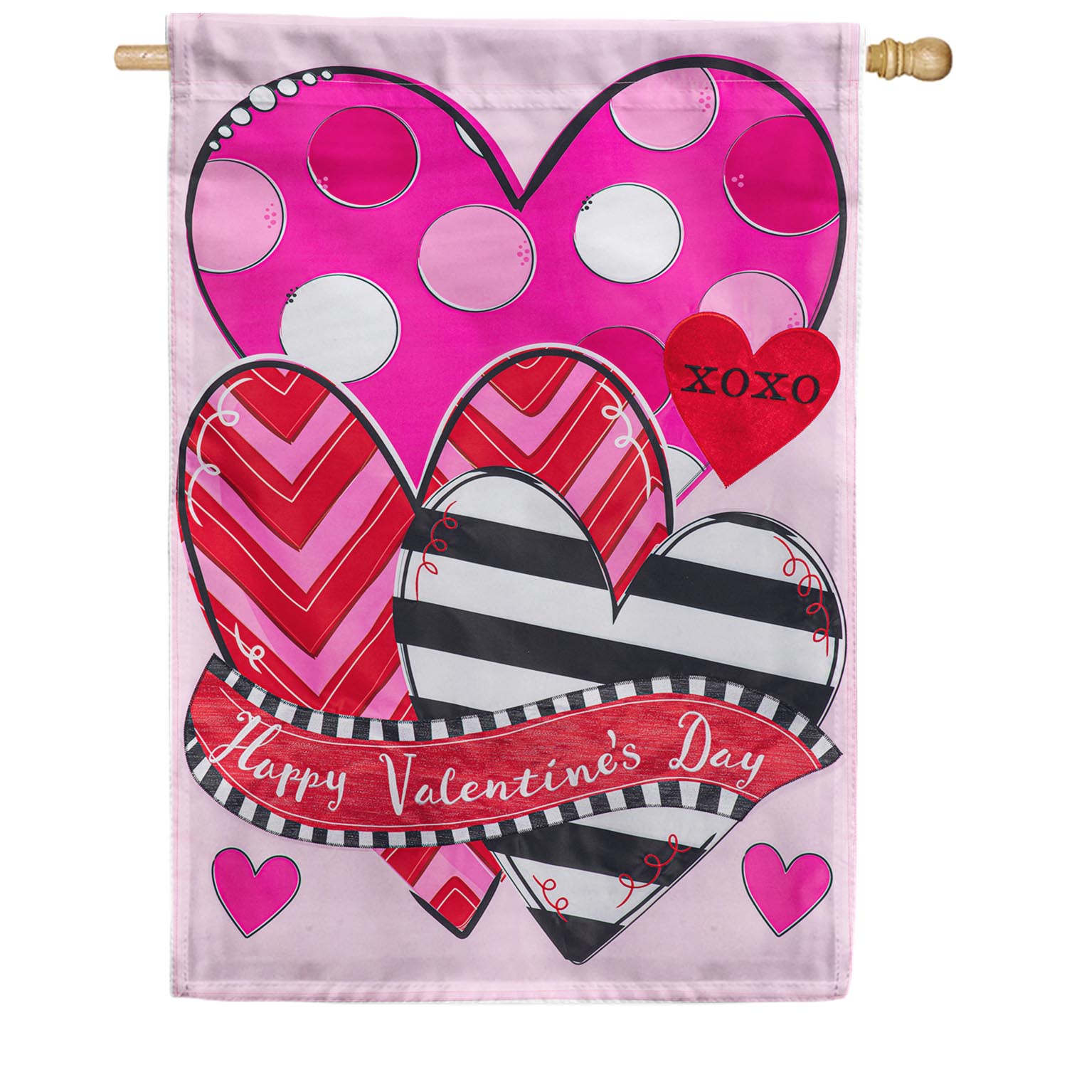 Happy Valentine's Day Sweethearts Appliqued House Flag