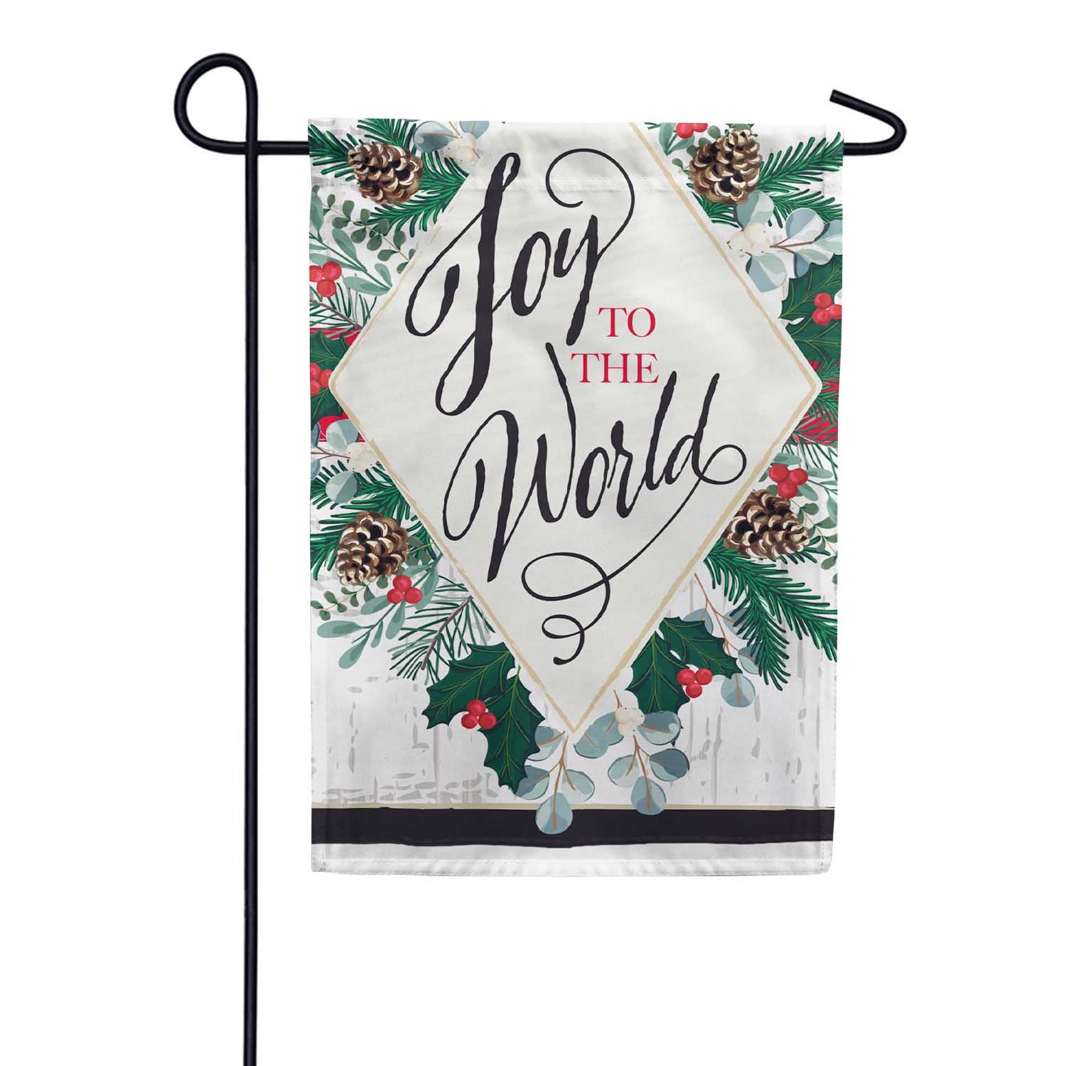 Evergreen Joy to the World Appliqued Garden Flag