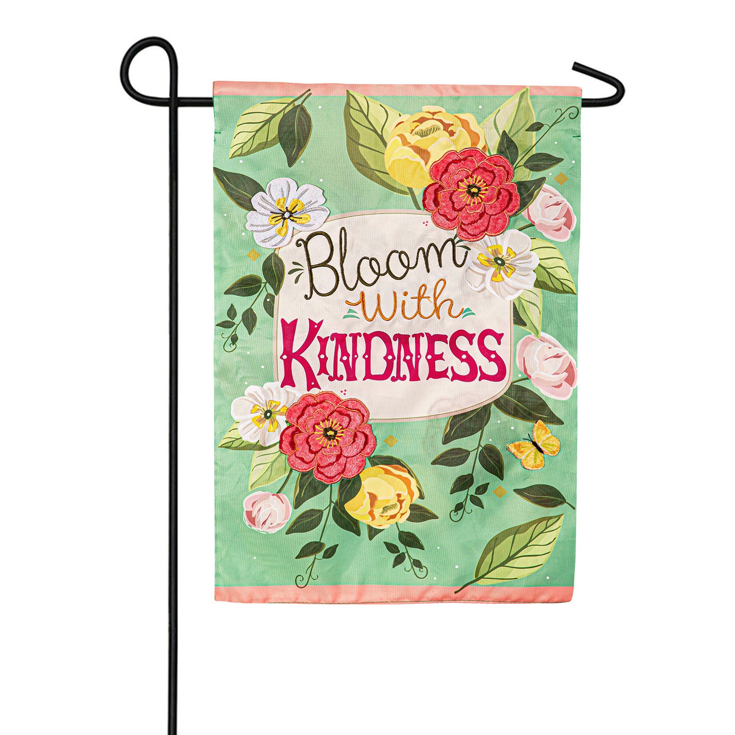 Bloom with Kindness Double Sided Applique Garden Flag