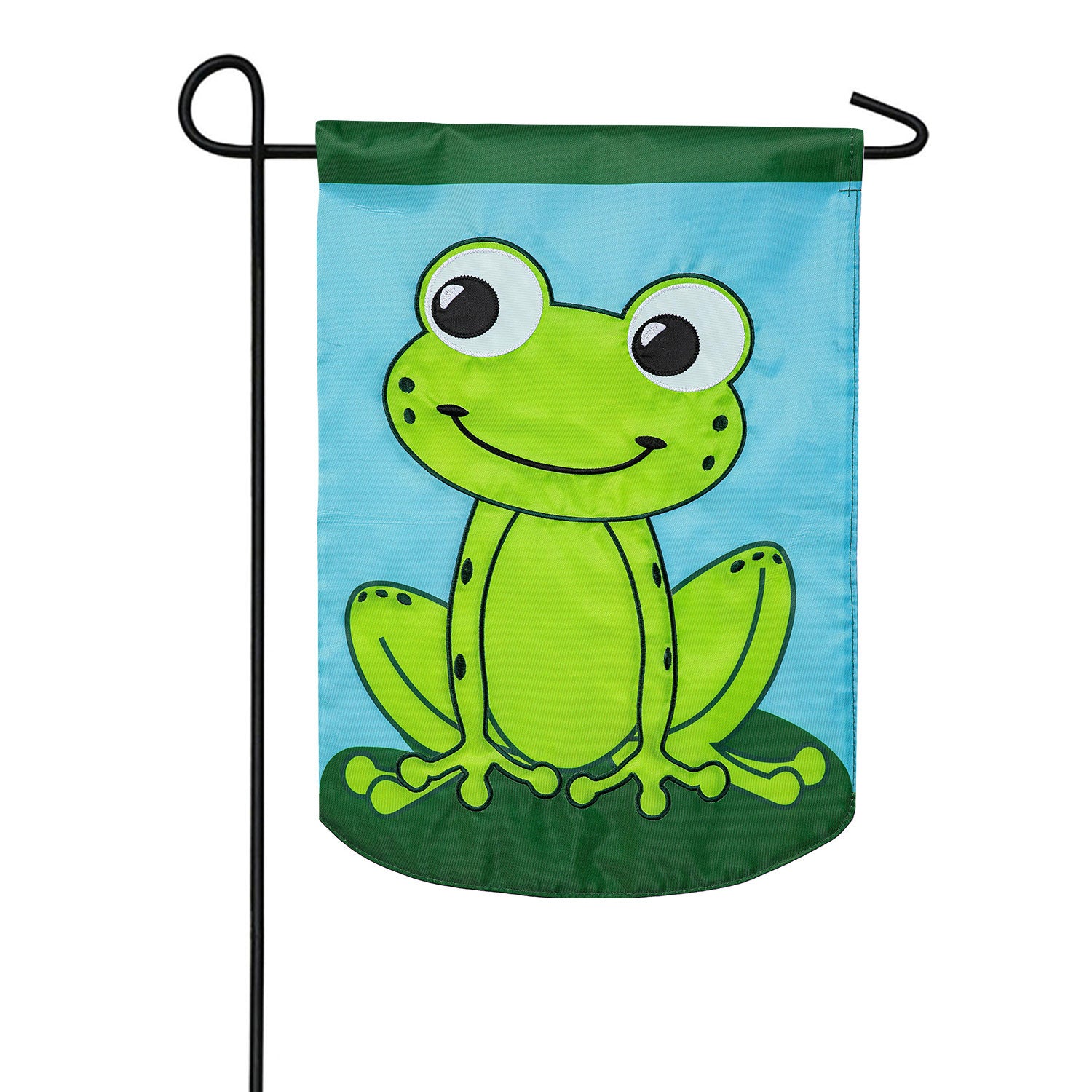 Frog Basic Double Sided Applique Garden Flag