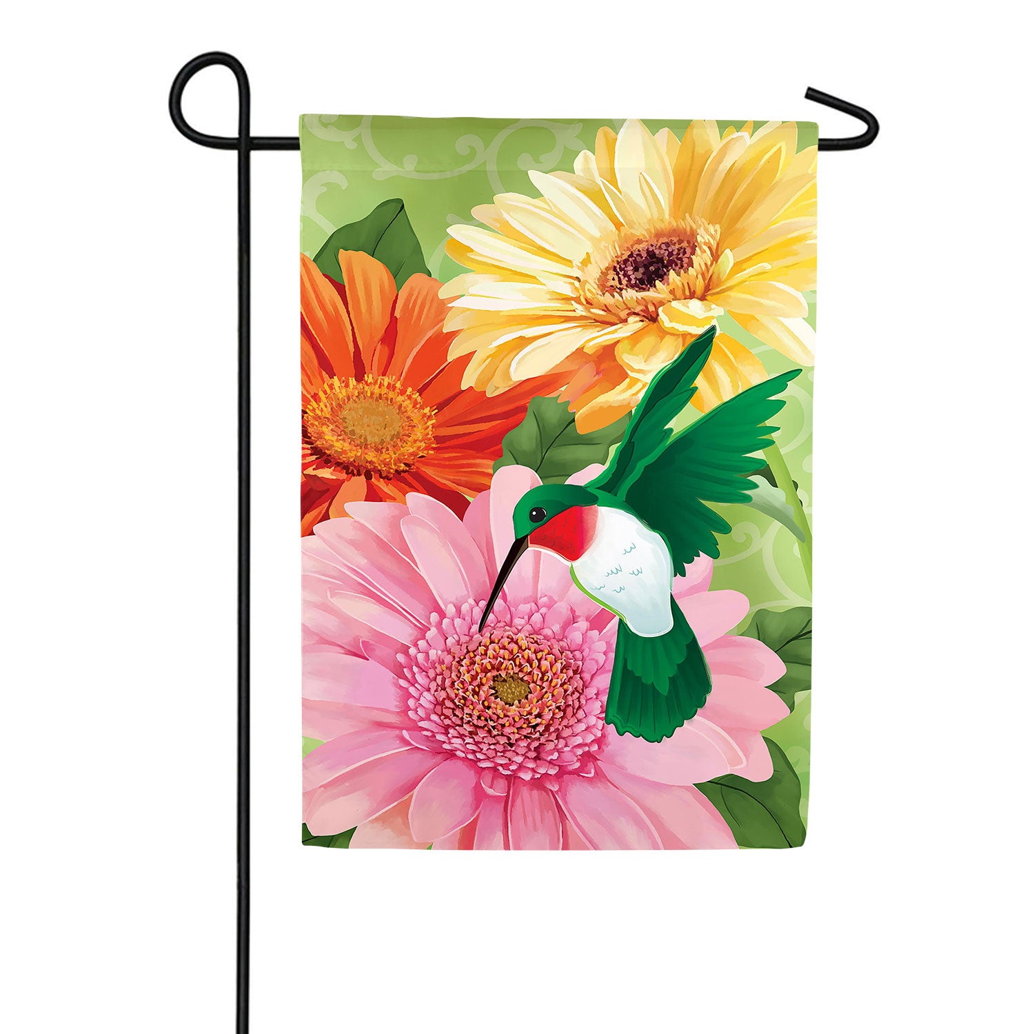 Hummingbird and Daisy Trio Double Sided Applique Garden Flag