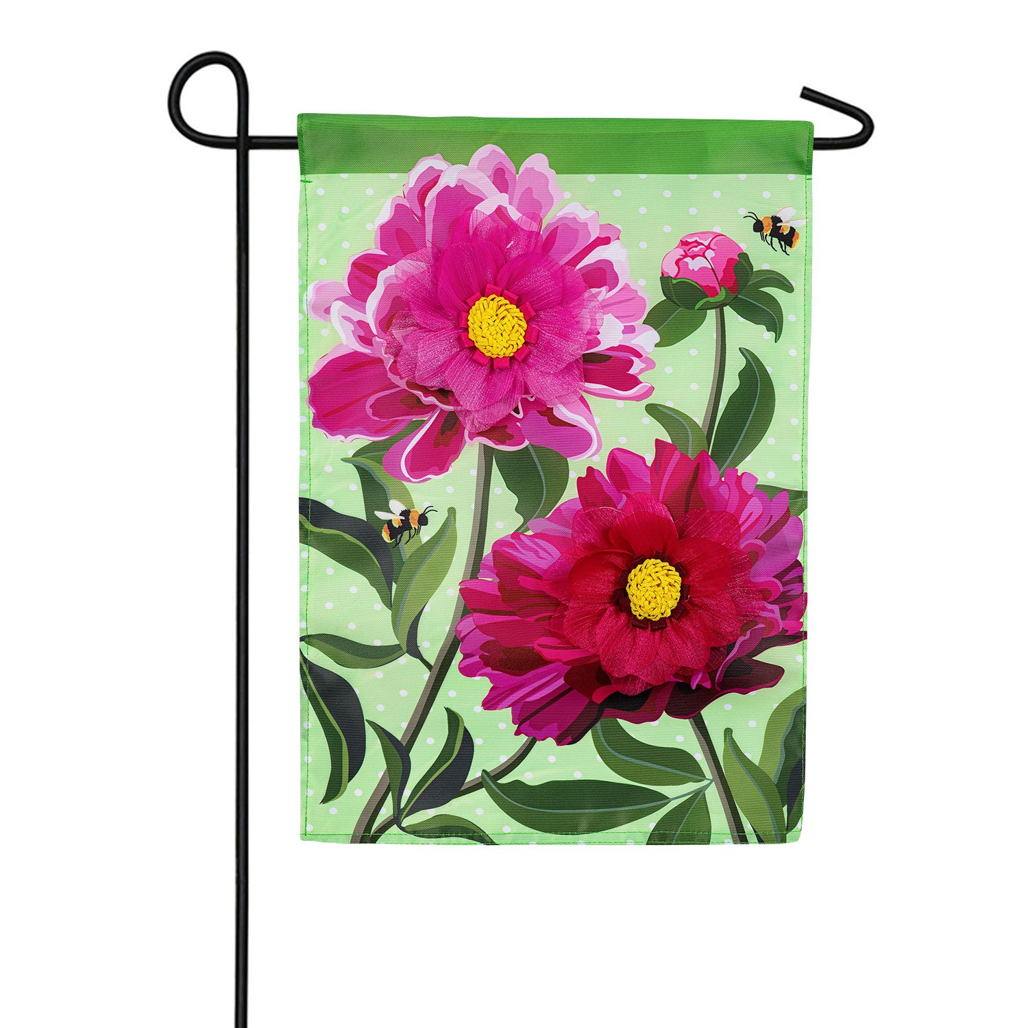 Peony Garden Double Sided Applique Garden Flag