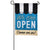 We are Open Applique Garden Flag