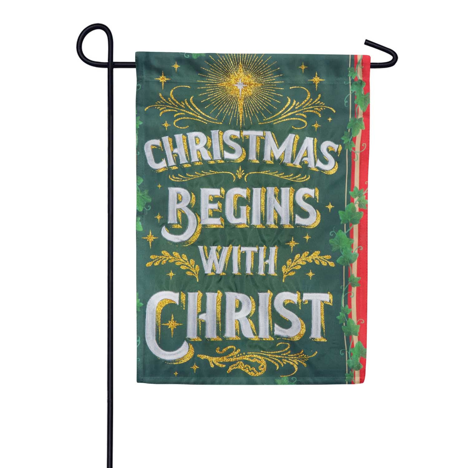 Christmas Begins with Christ Applique Garden Flag