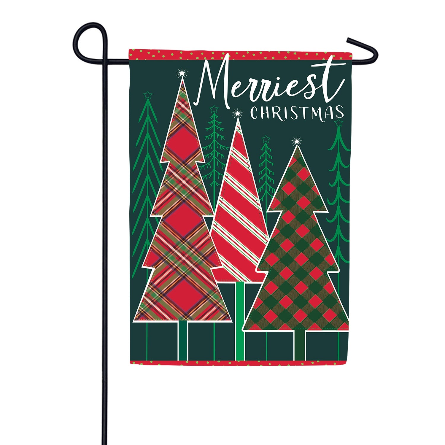 Merriest Christmas Tree Applique Garden Flag