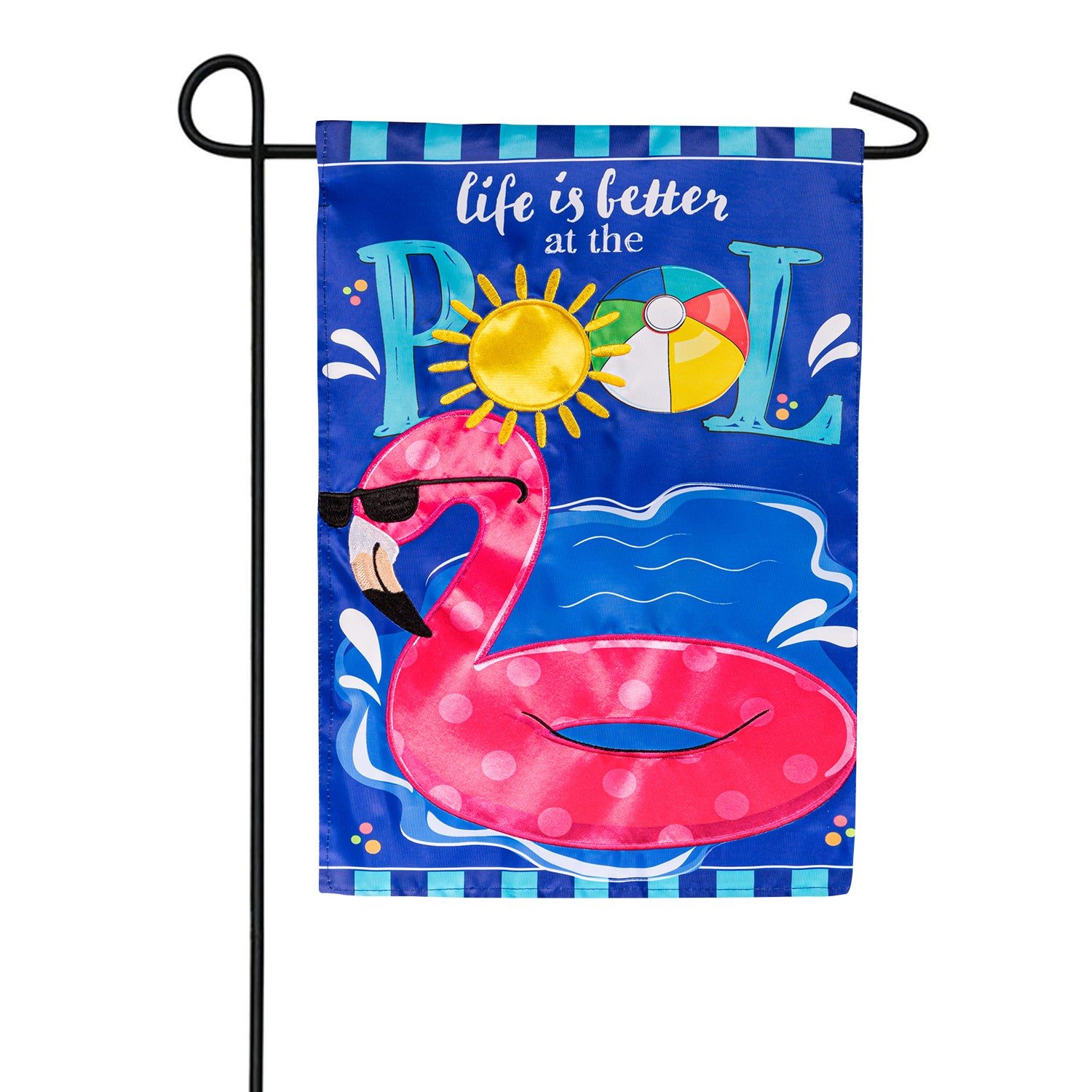 Life is Better at the Pool Appliqued Garden Flag