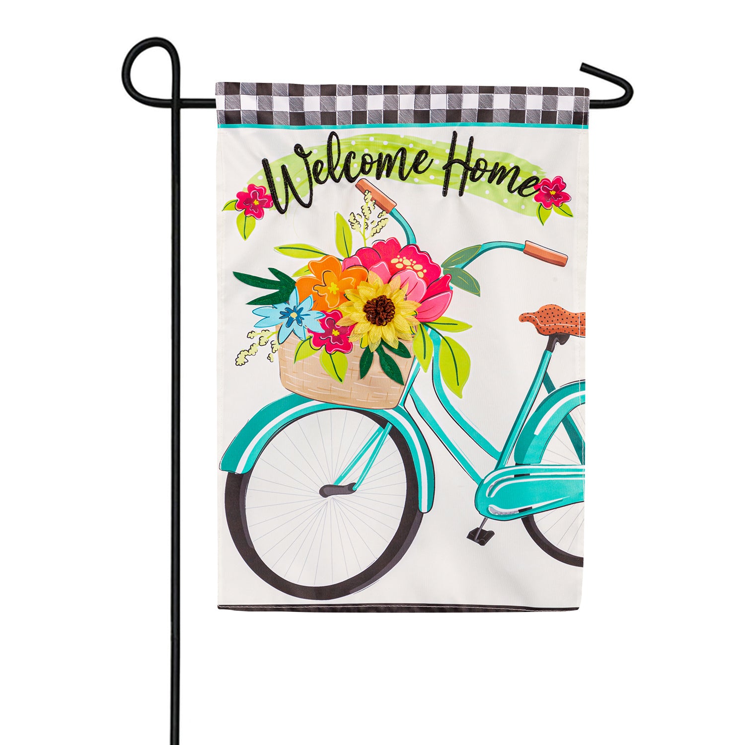 Welcome Home Bicycle Applique Garden Flag