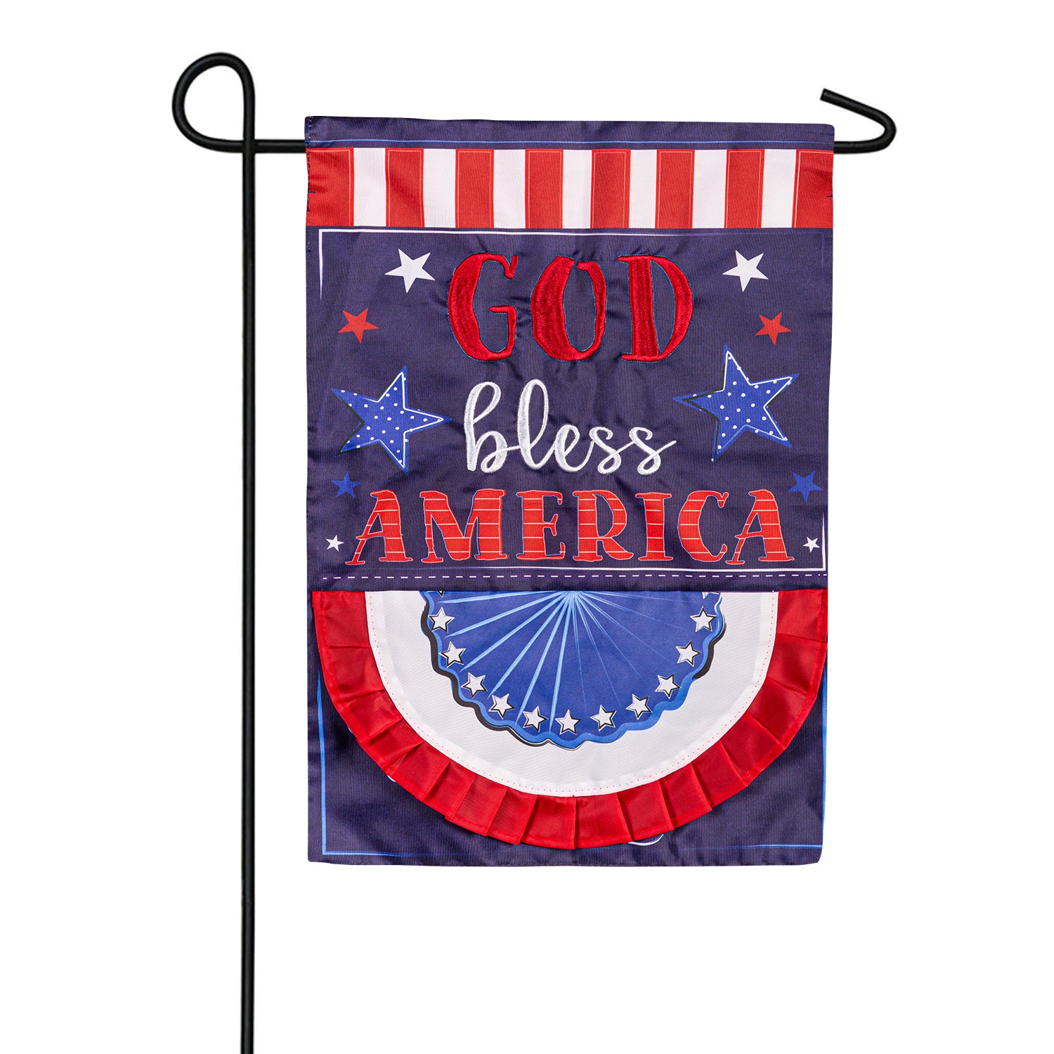 Patriotic God Bless America Appliqued Garden Flag