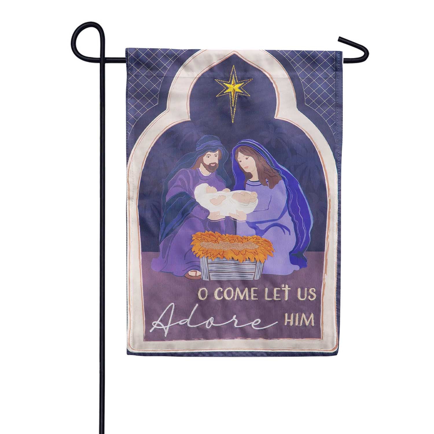 Come Let Us Adore Him Appliqued Garden Flag