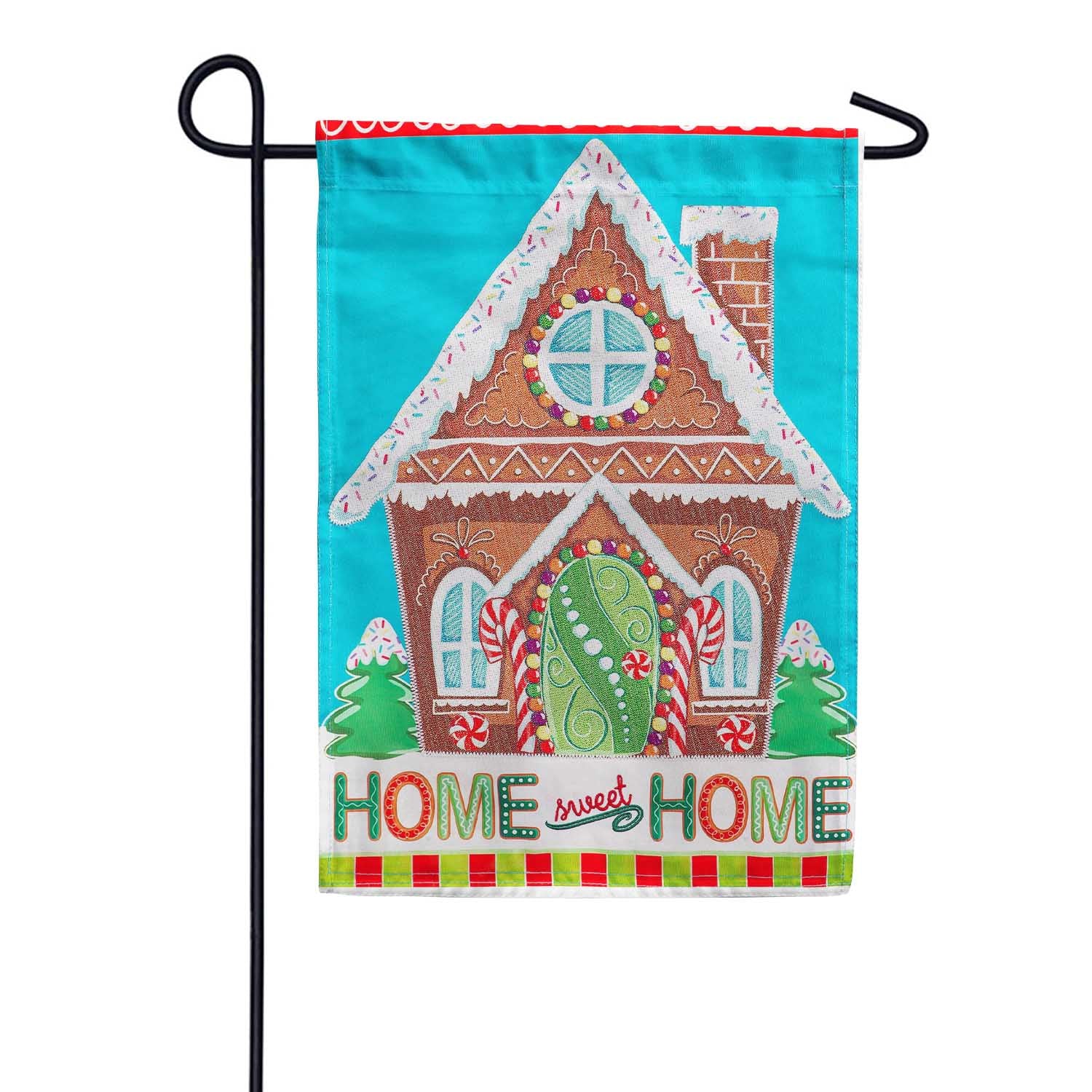 Gingerbread Home Sweet Home Applique Garden Flag