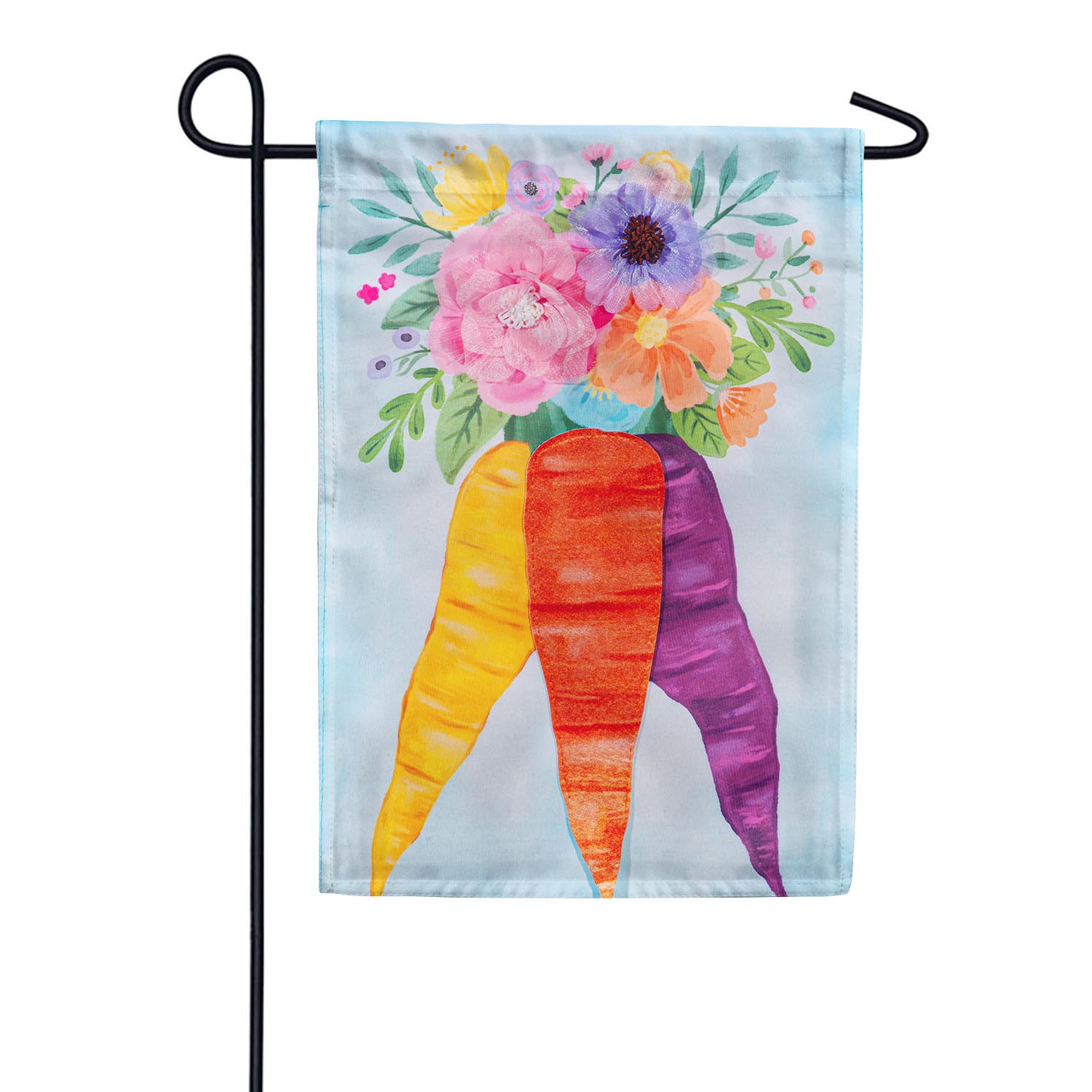 Floral Carrot Bunch Applique Garden Flag