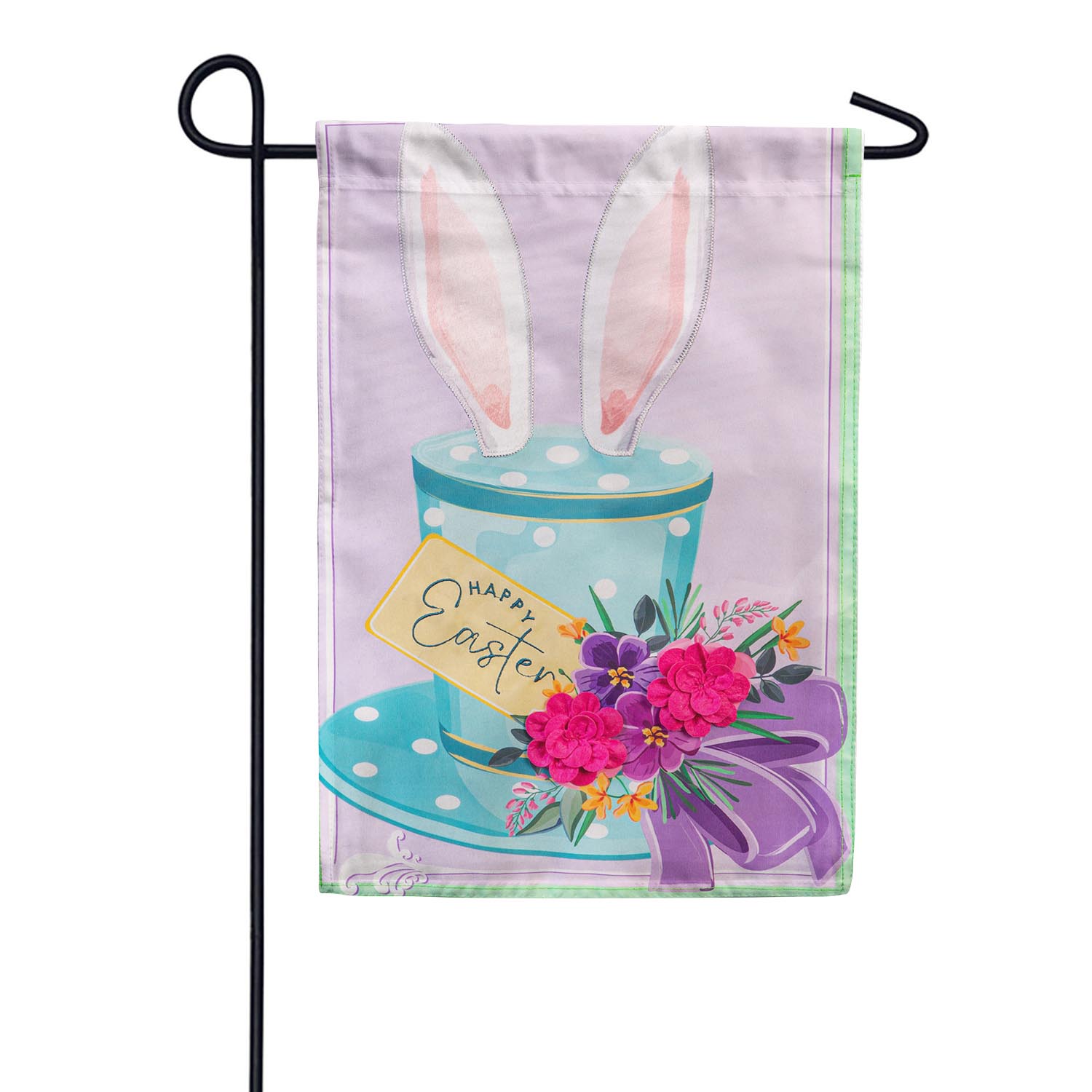 Happy Easter Floral Hat Appliqued Garden Flag