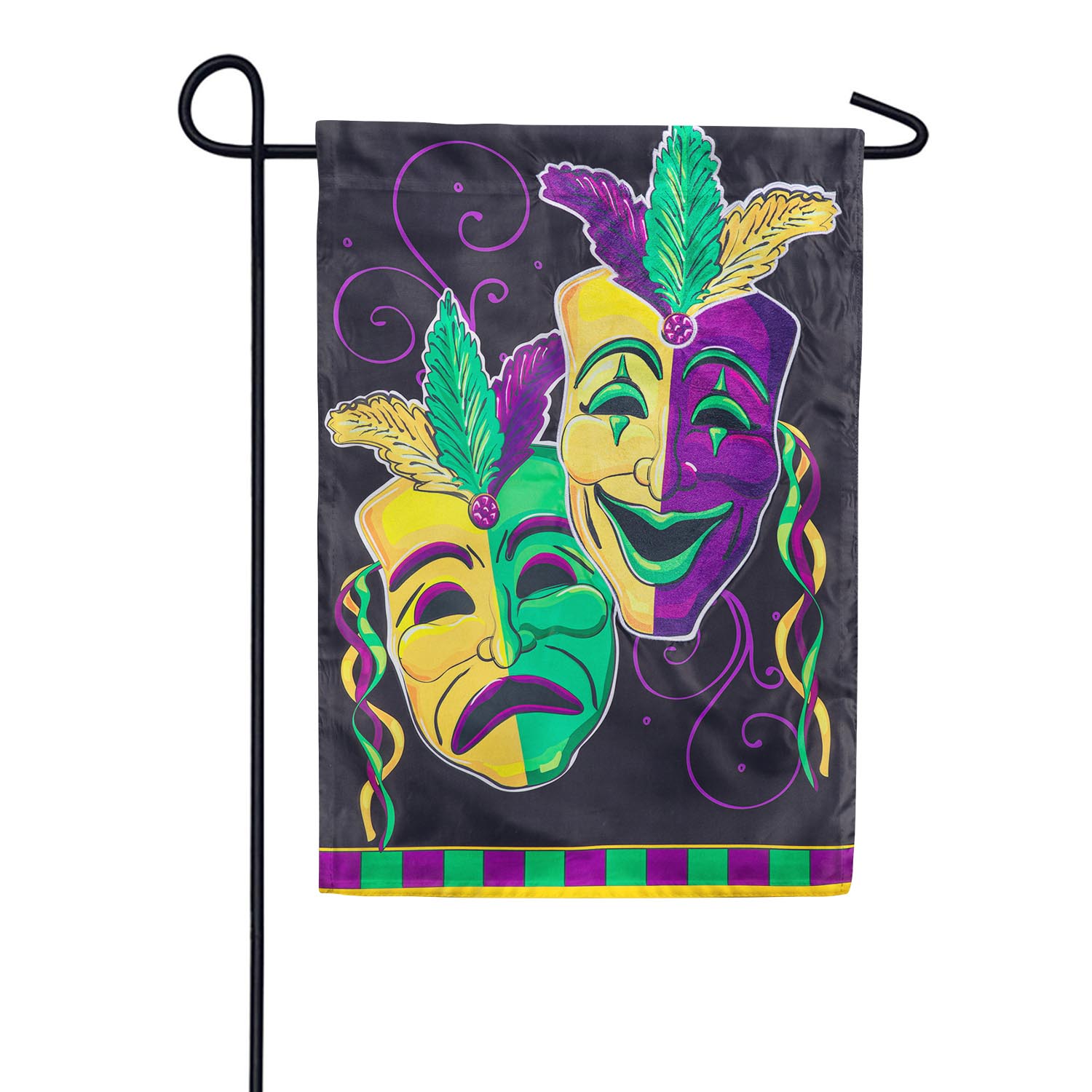 Mardi Gras Theater Mask Appliqued Garden Flag