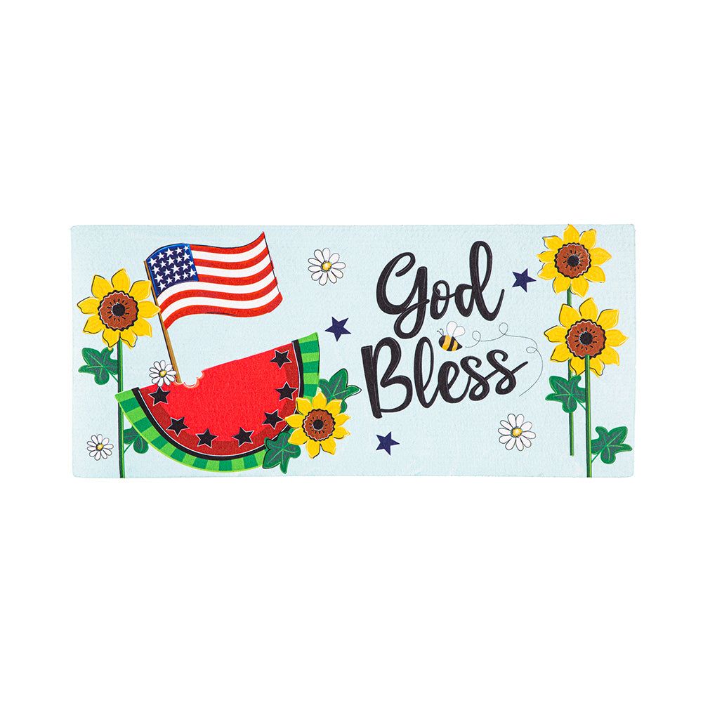 God Bless Patriotic Sassafras Switch Mat