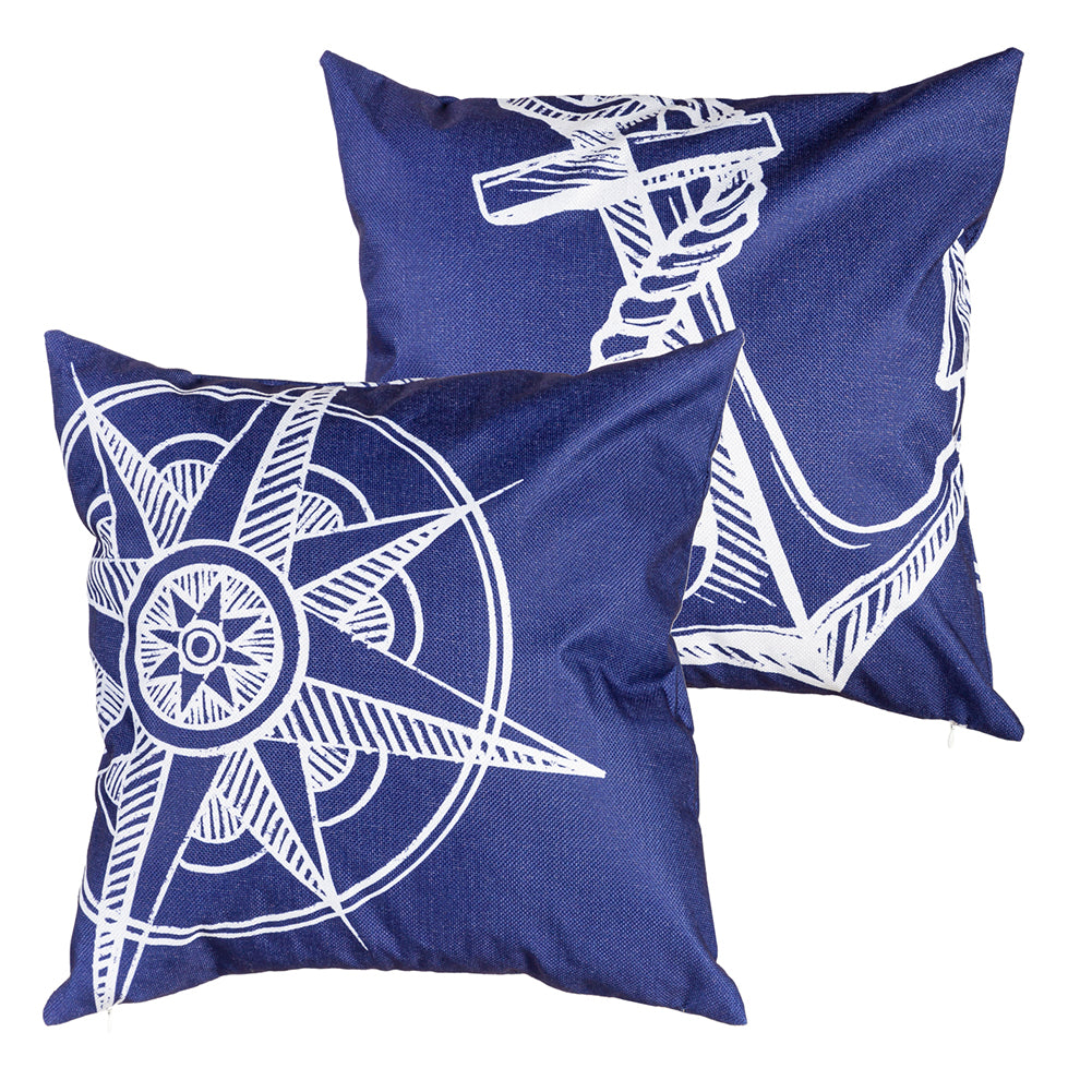 Water's Edge Anchor and Compass Pillow Cover