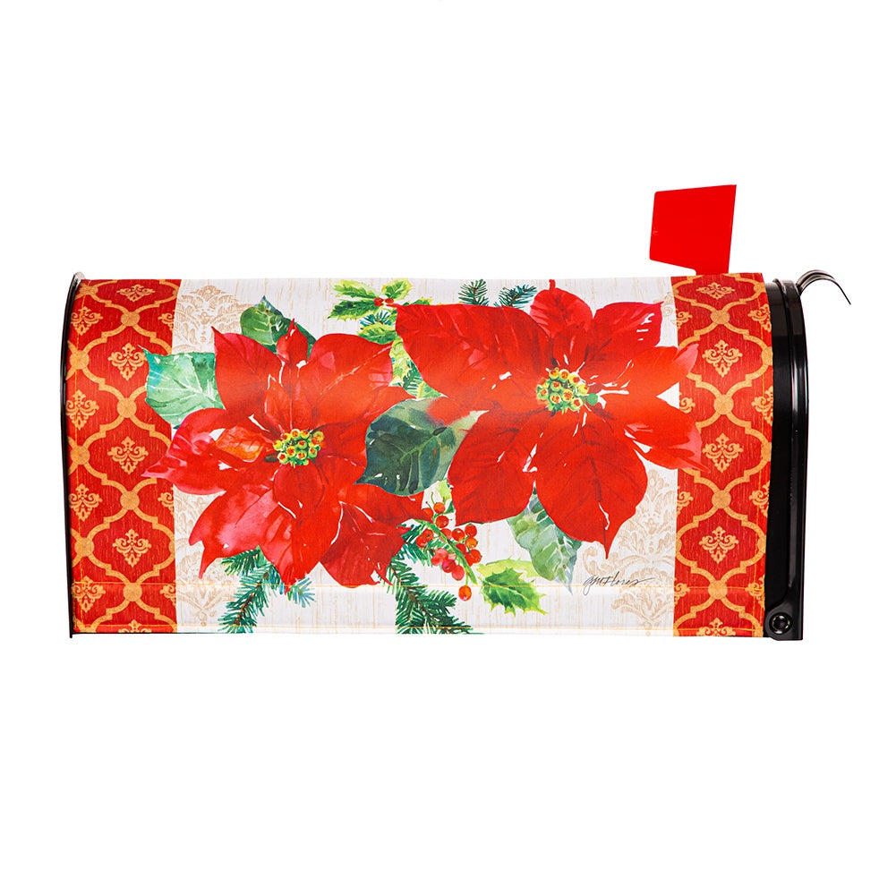 Gilded Pattern Poinsettia Mailbox Cover