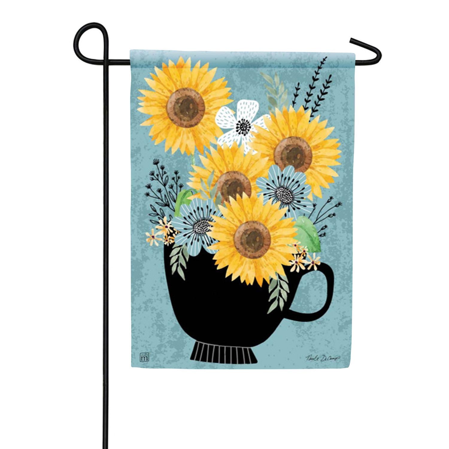 Flowery Teacup Double Sided Garden Flag