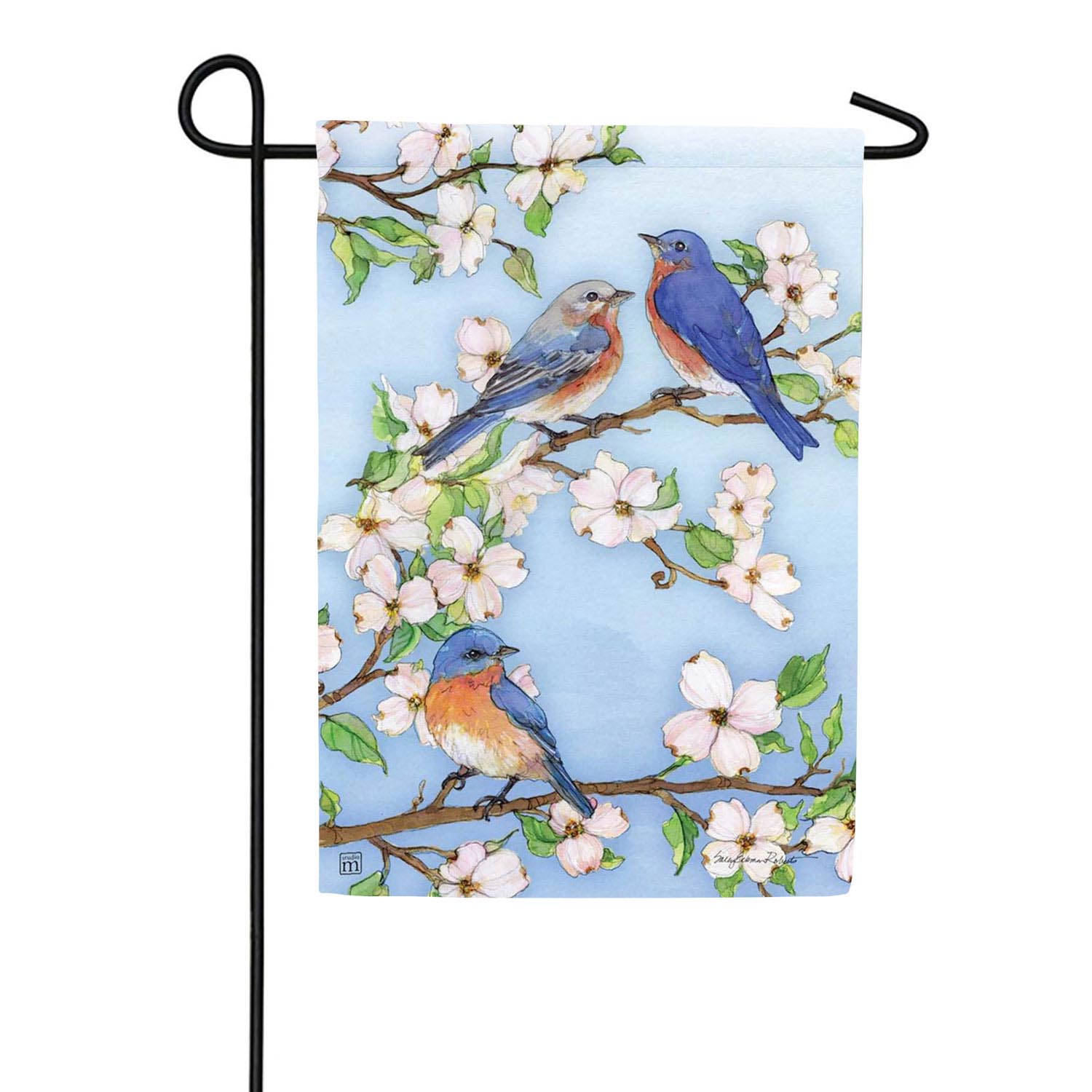 Dogwoods and Bluebirds Double Sided Garden Flag