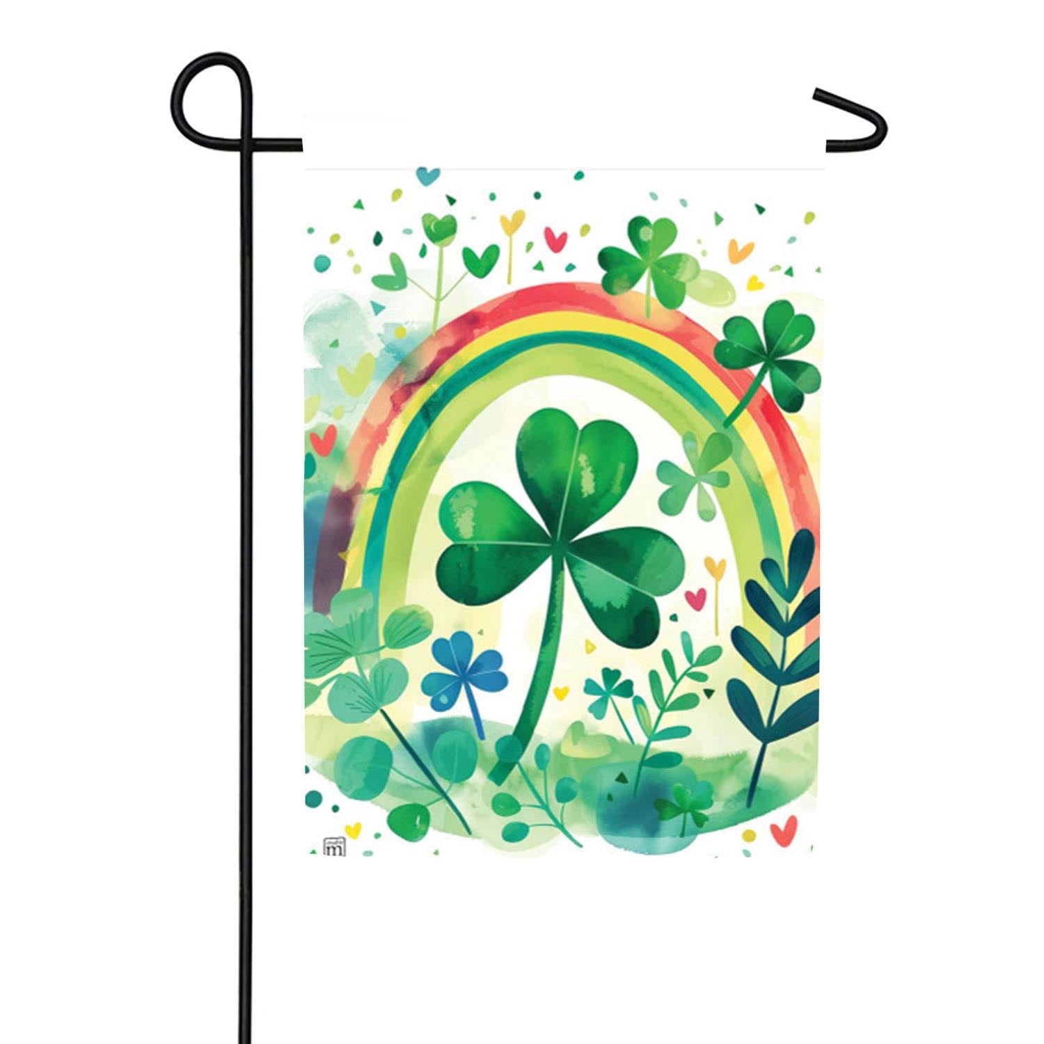 Rainbow Clover Double Sided Garden Flag