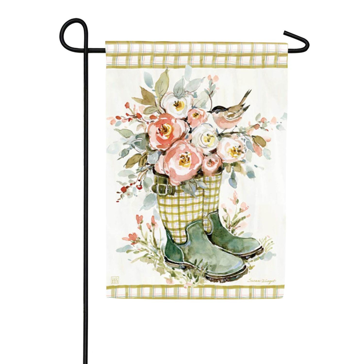 Bloomed Boots Double Sided Garden Flag