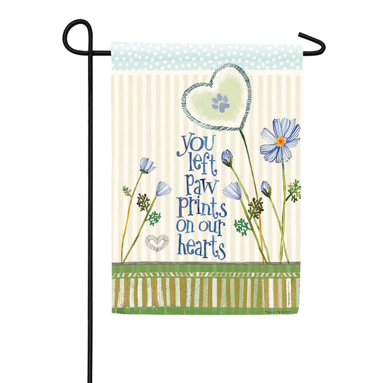 You Left Paw Prints Double Sided Garden Flag"