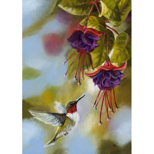 Hummingbird & Fuchsias Garden Flag