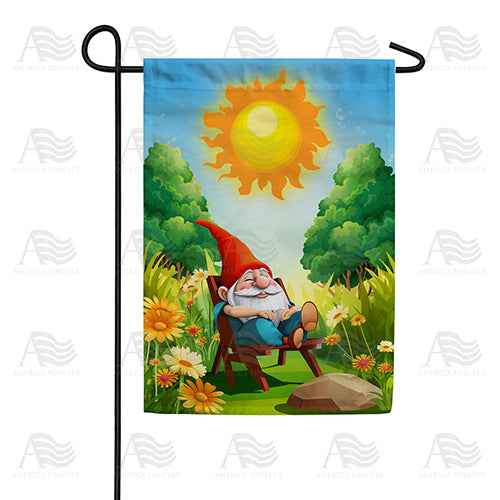 America Forever Gnome Basking In Sunlight Double Sided Garden Flag: Fl 