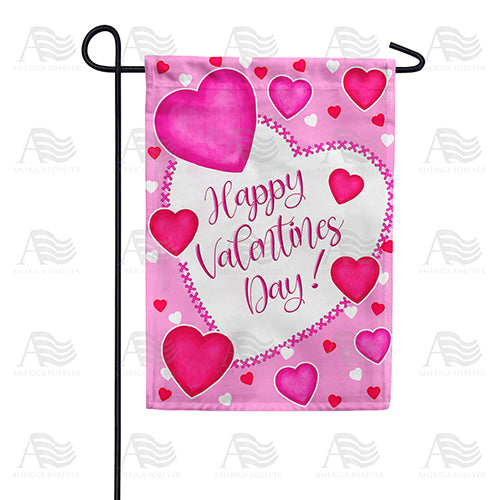 Happy Valentine's Day Hearts Double Sided Garden Flag